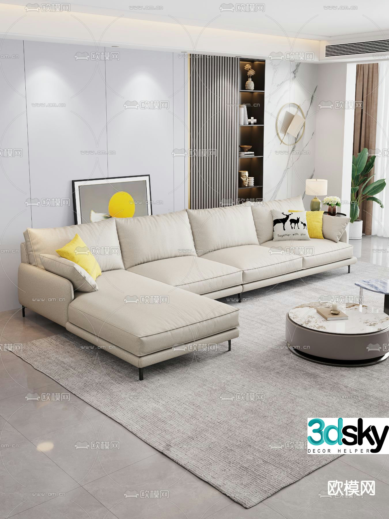 Corner sofa multi-person sofa 3d model