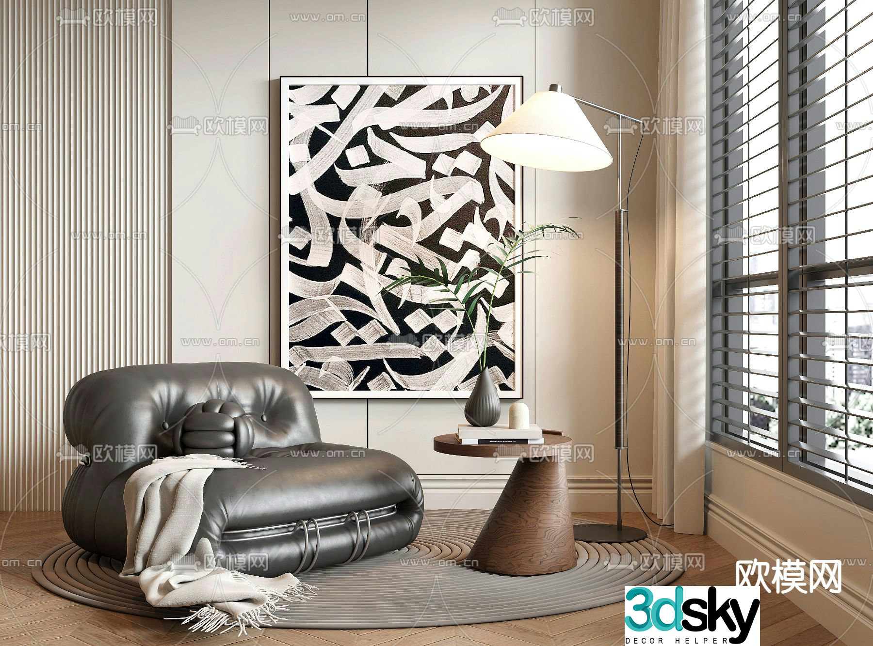 Medieval style single sofa leisure sofa 3d model