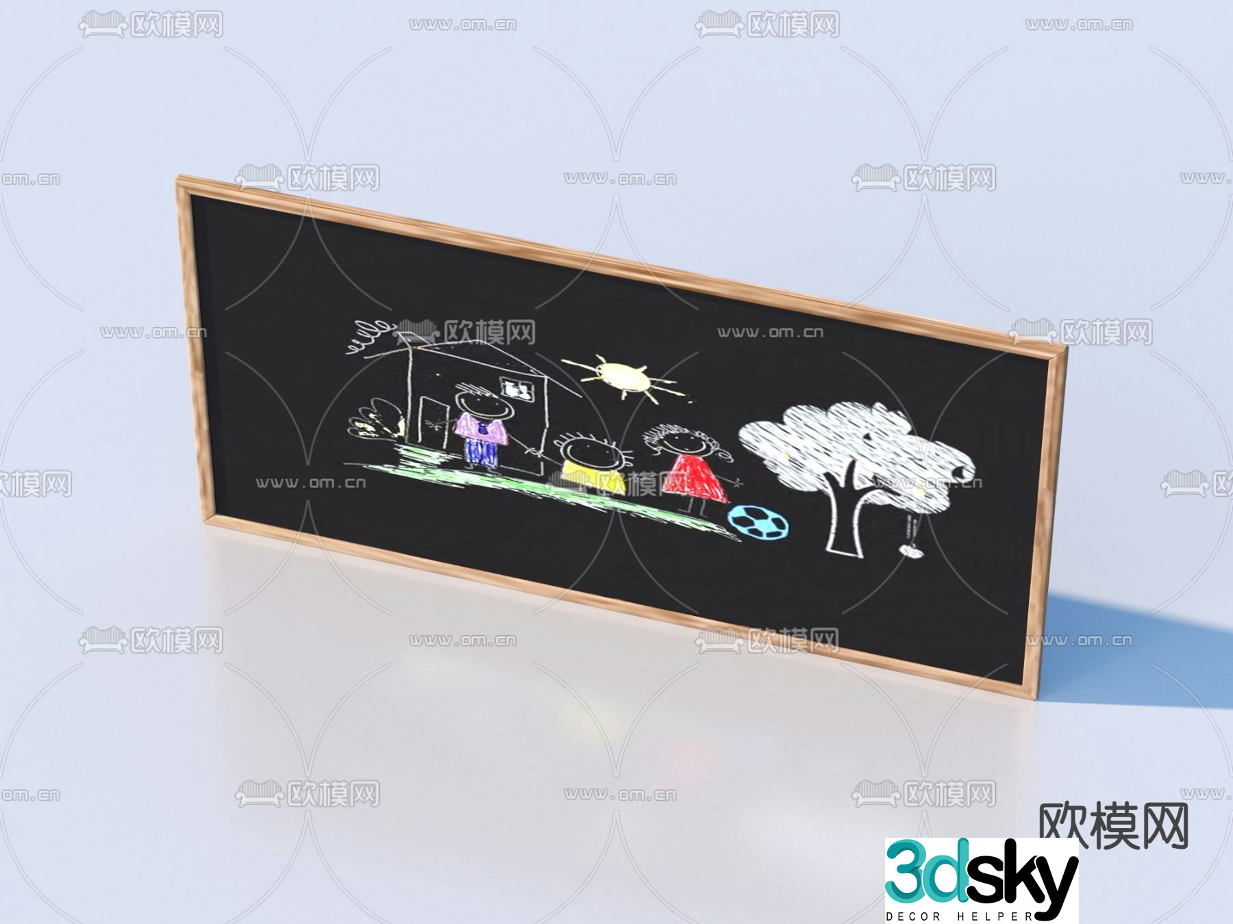 Billboard shop sign blackboard graffiti wall chalk painting 3d model