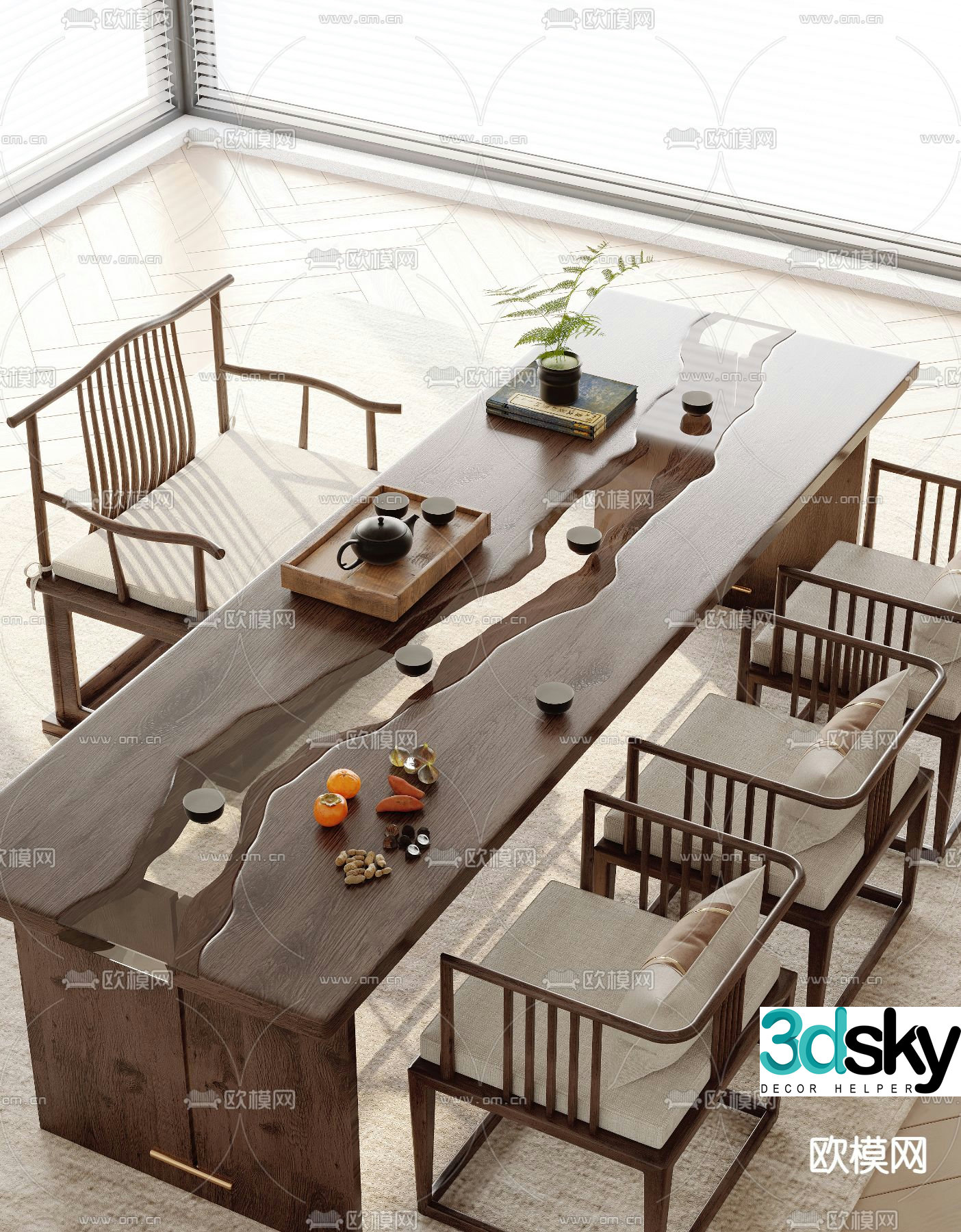 River tea table resin tea table 3d model