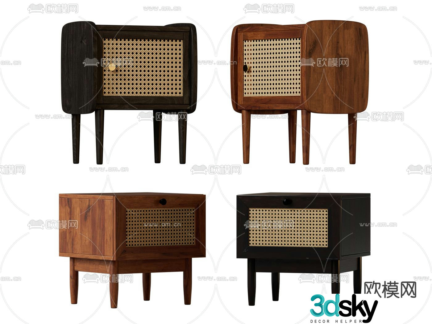 Bedside table solid wood bedside table 3d model