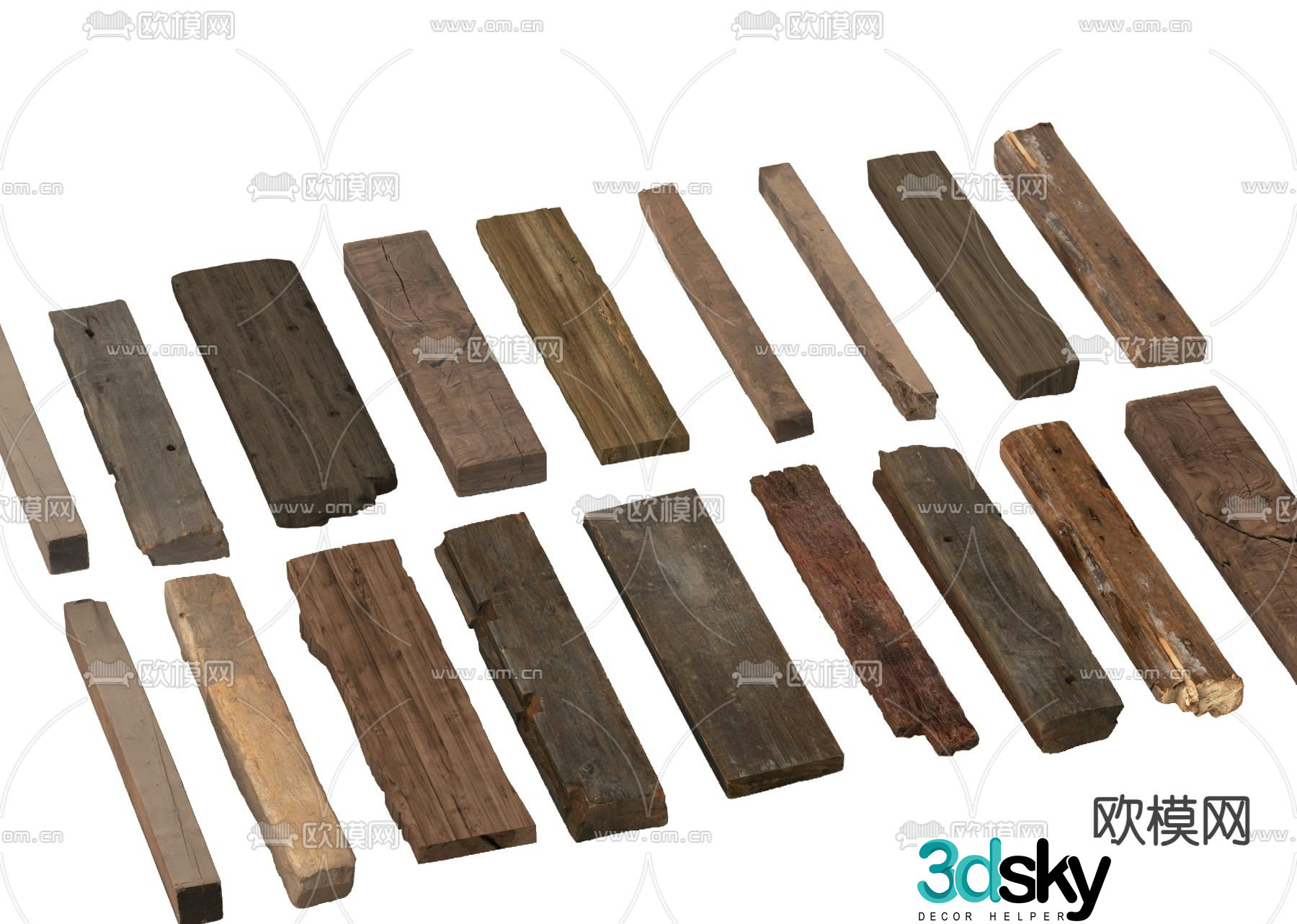 old planks old wood wooden strips door panel 3d model