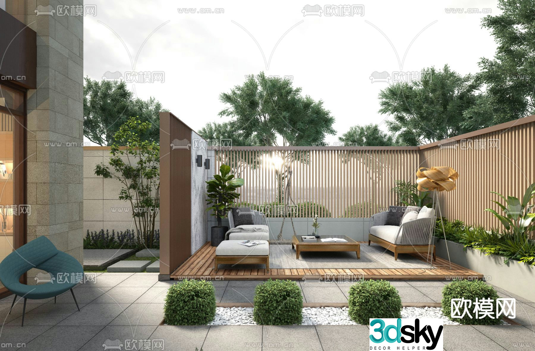 Outdoor landscape courtyard landscape 3d model