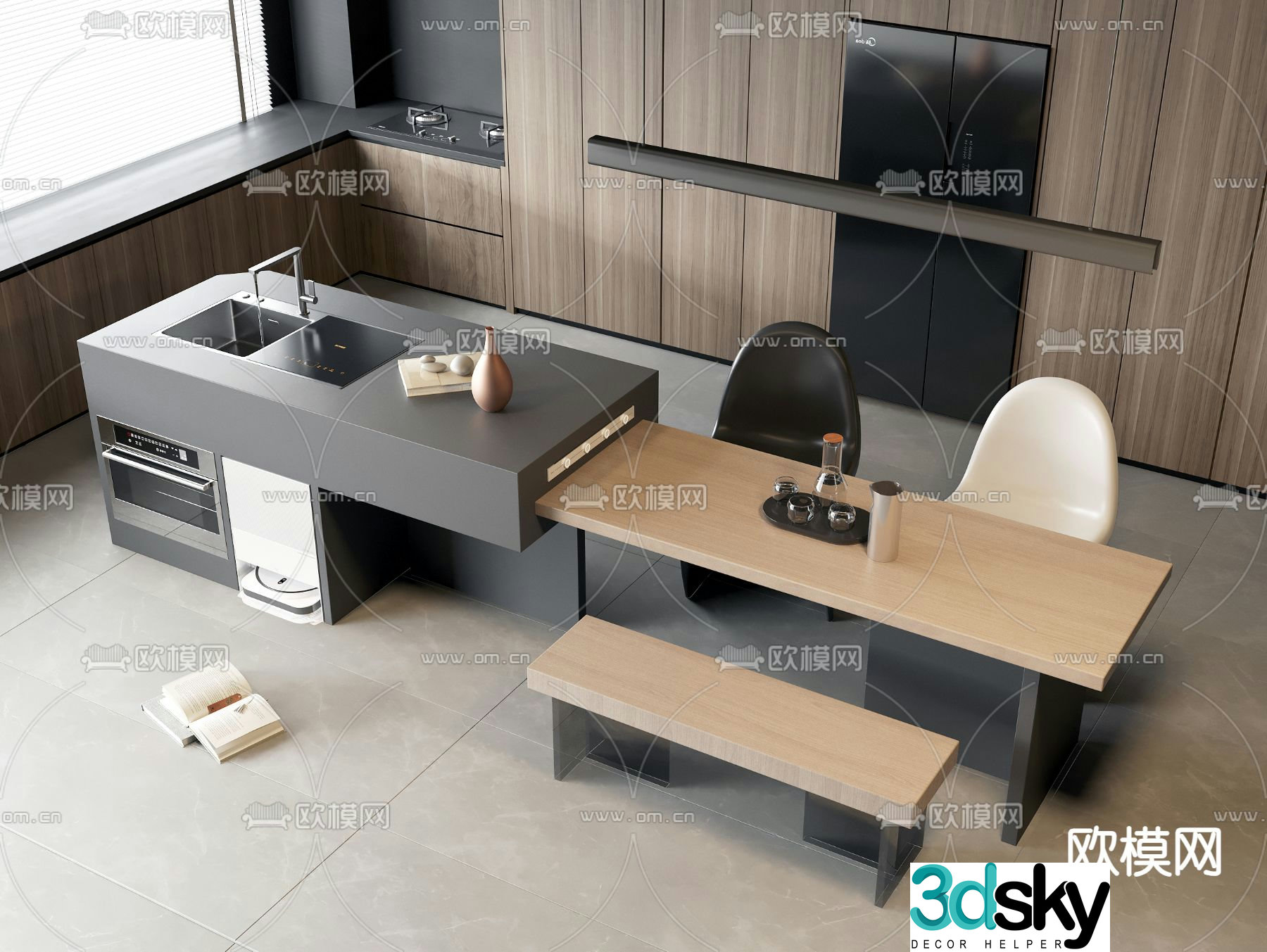 Island table water bar 3d model