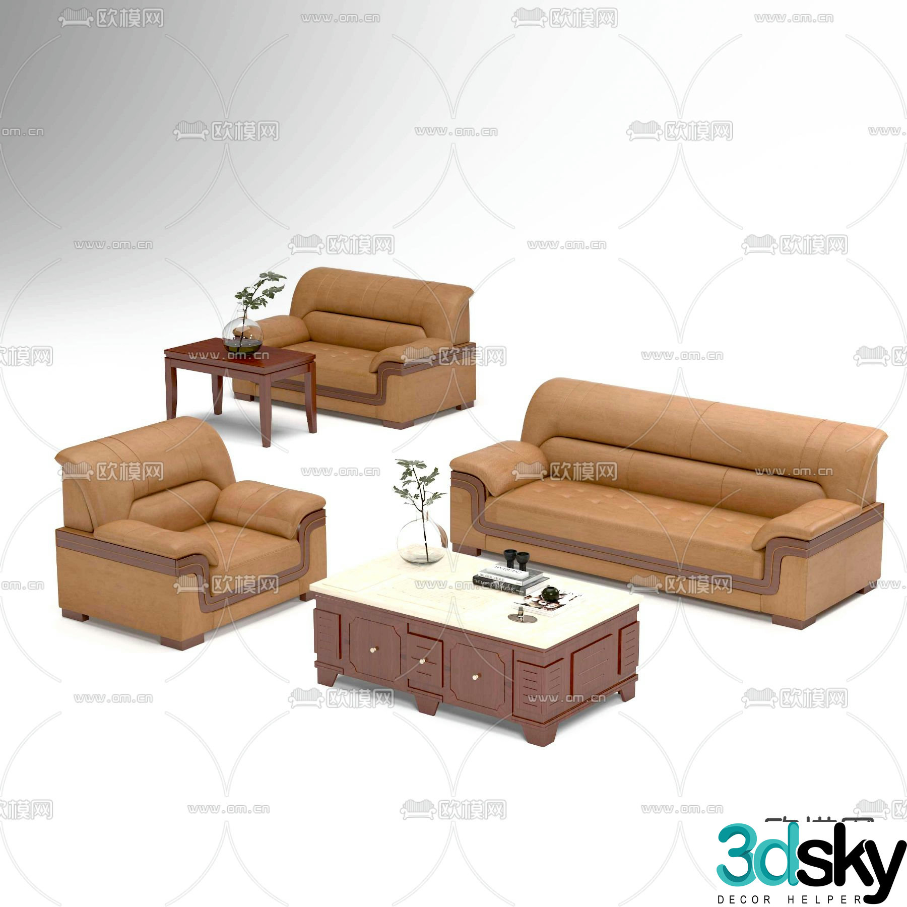 Leather sofa single sofa 3d model