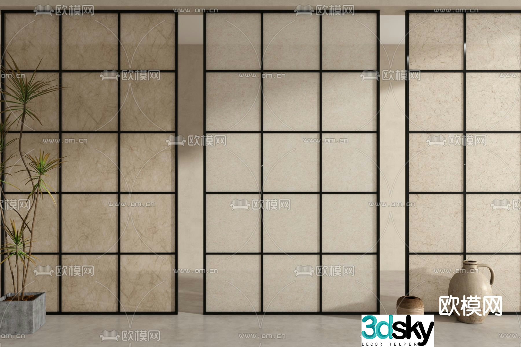 Wabisa DuPont paper partition light-transmitting partition 3D model
