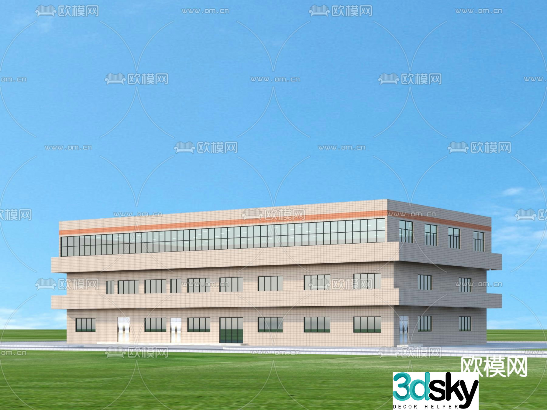 Factory building exterior 3d model