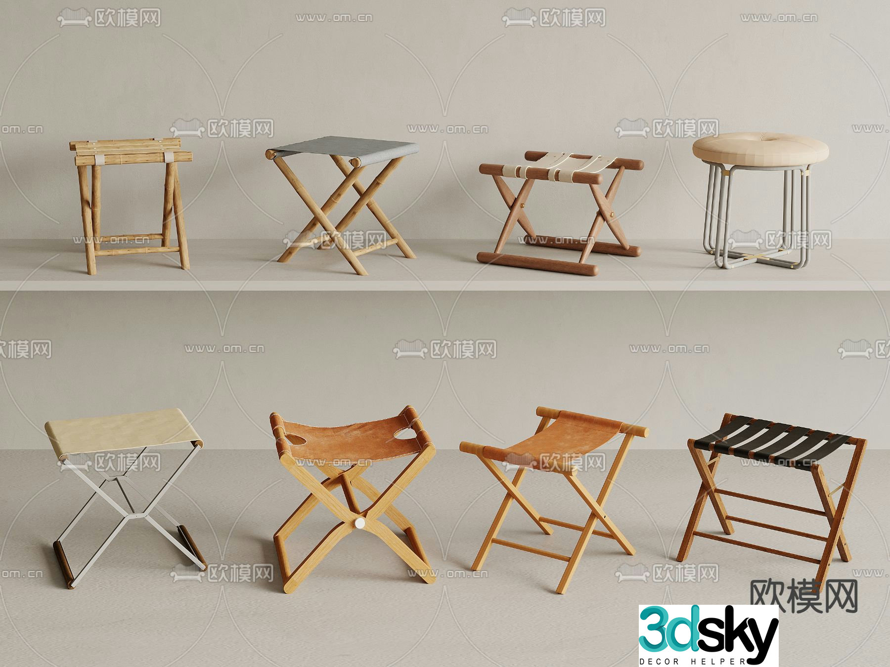 Wabi-sabi outdoor chair folding chair small maza 3d model
