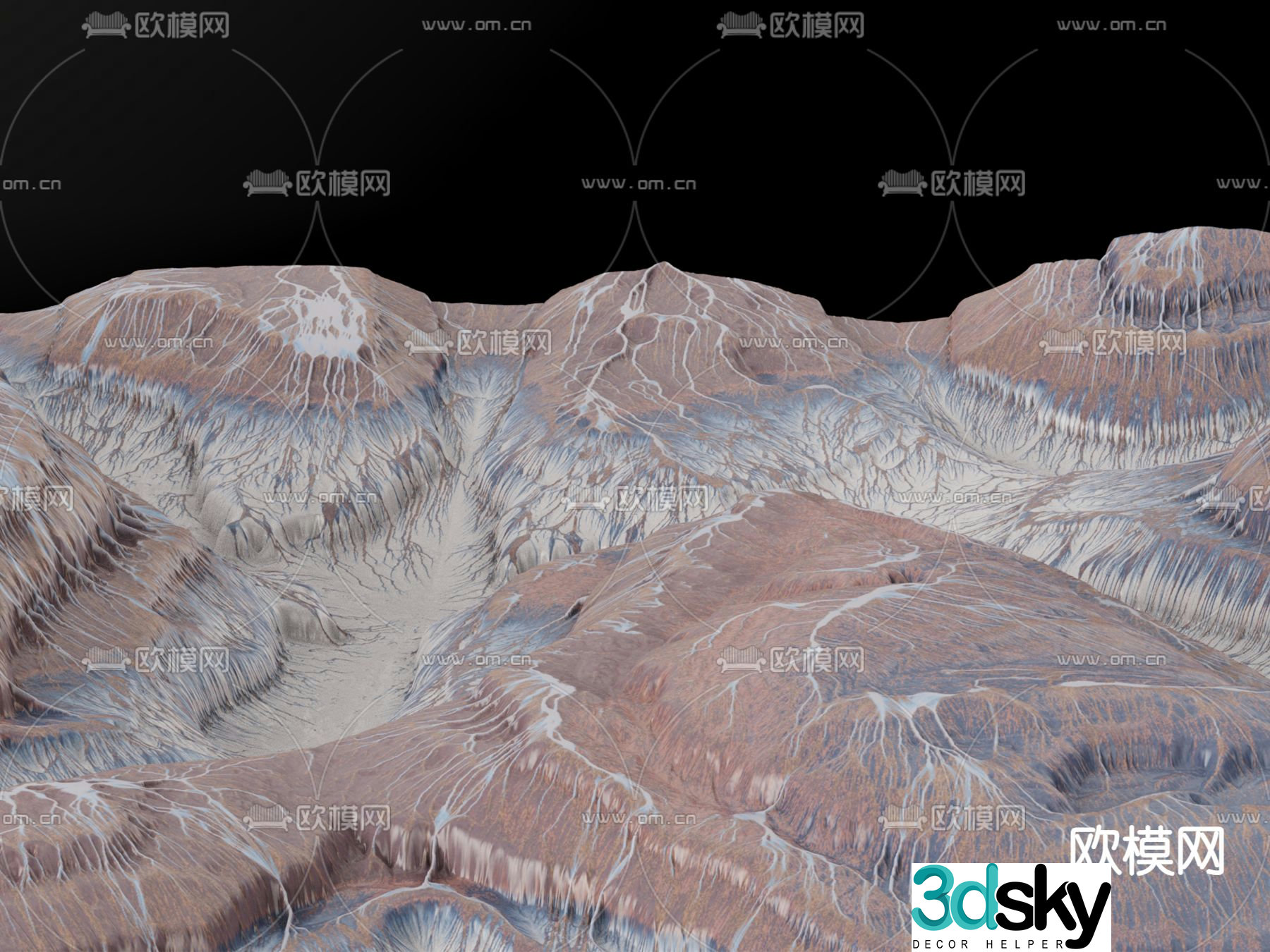 Mountain landforms ridges mountains 3d model