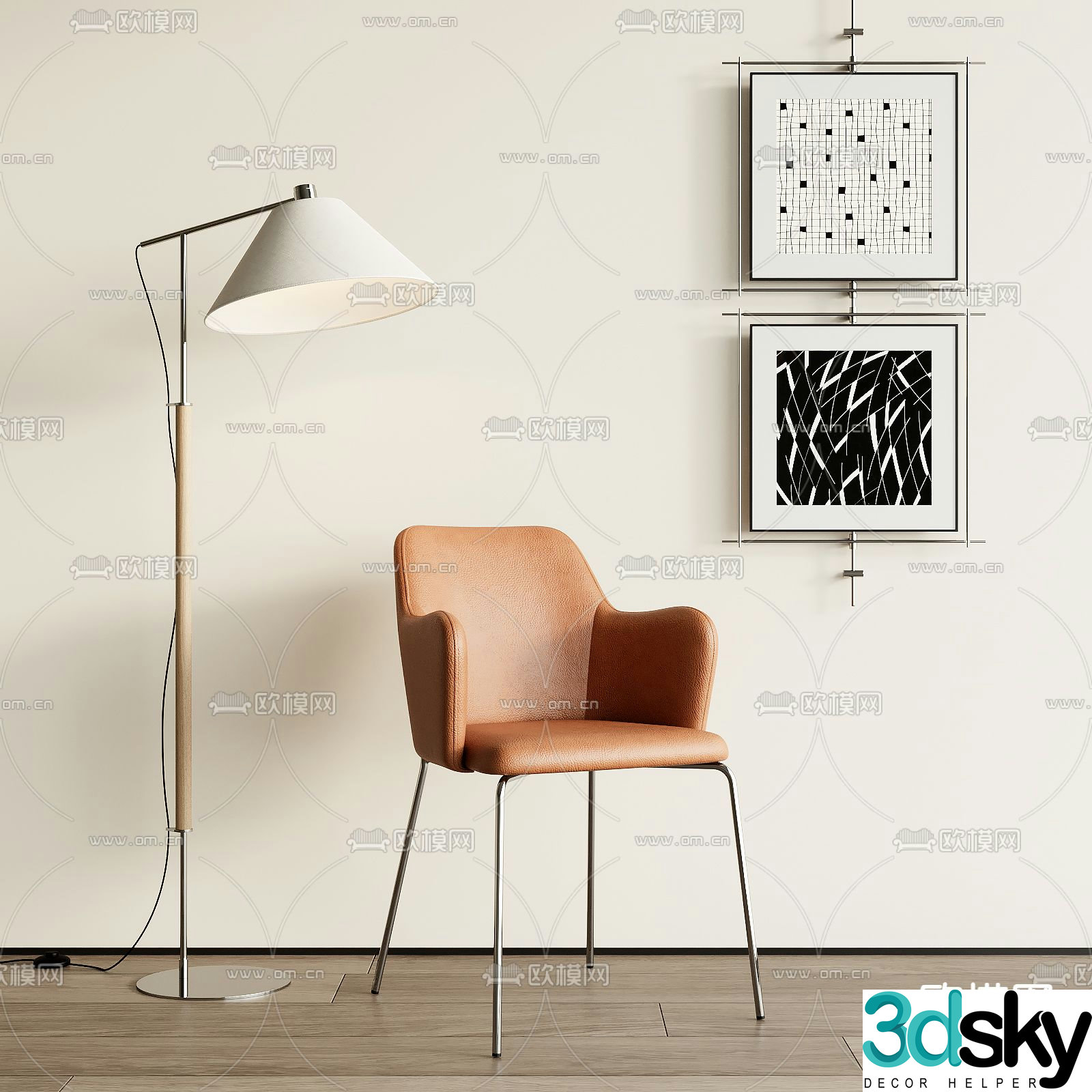 leather chair dining chair 3d model