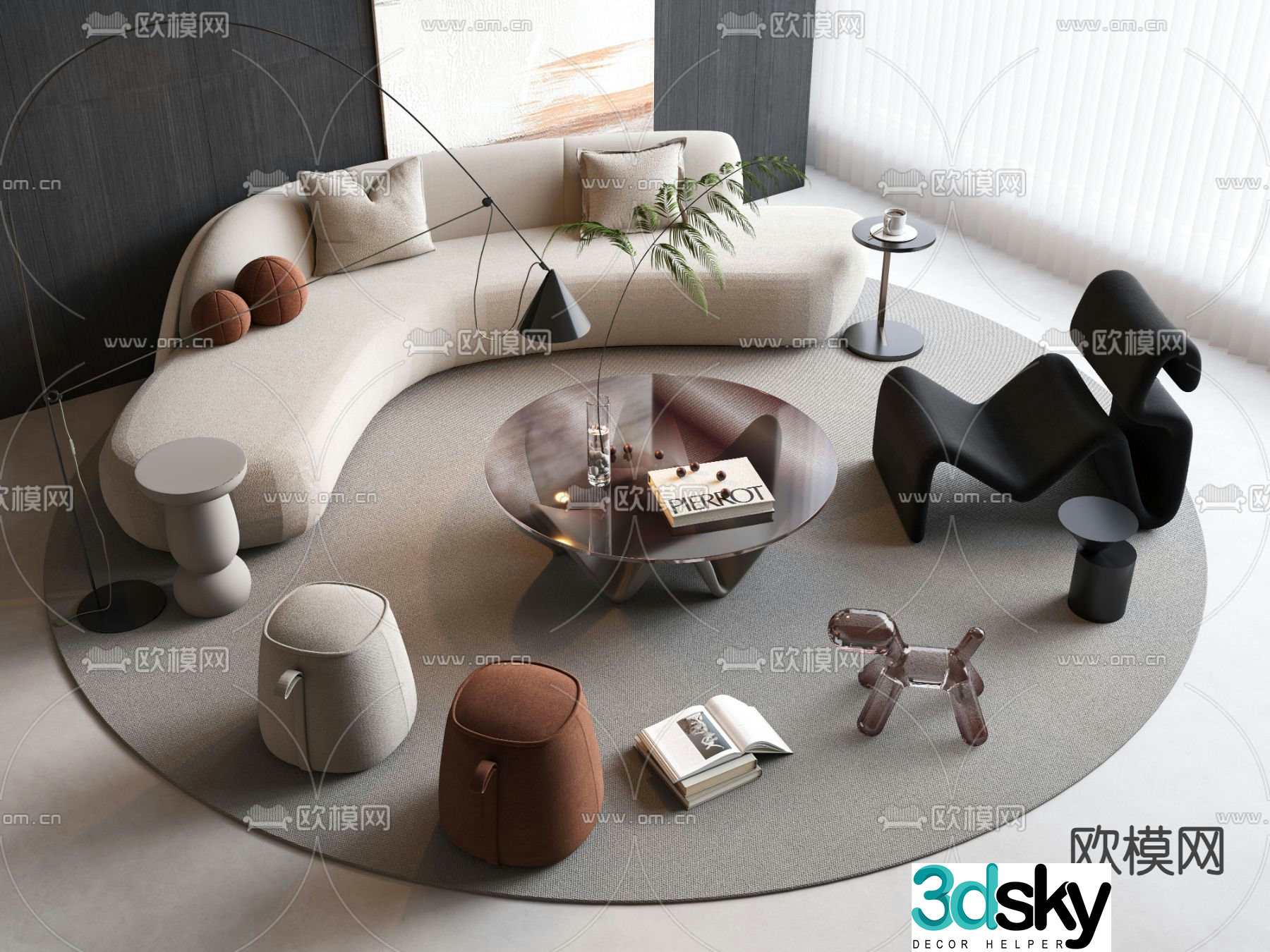 Modern modular sofa curved sofa 3d model