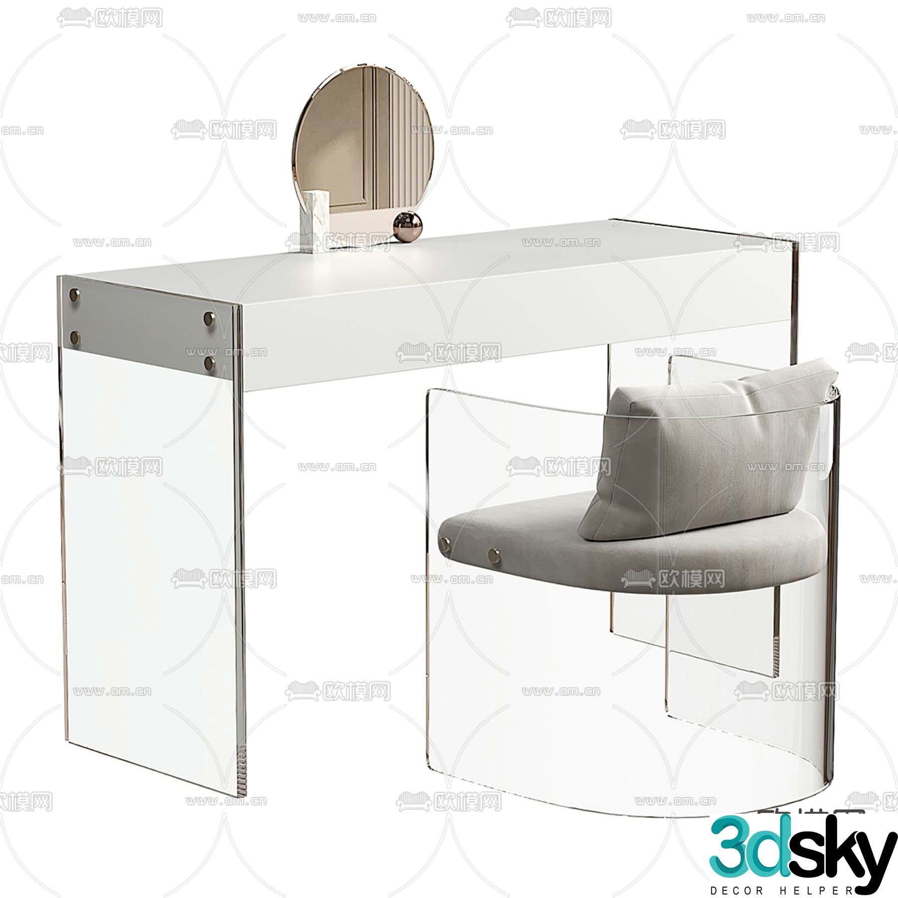 Liftad dressing table makeup table 3d model