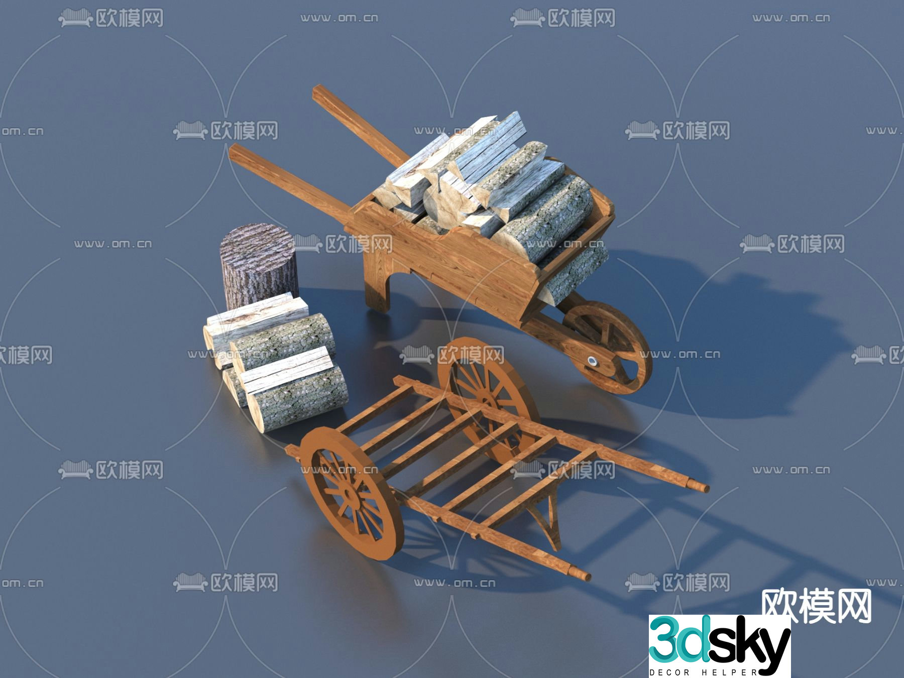Wheelbarrow Rural Farming Sketch Farm Tools 3D Model