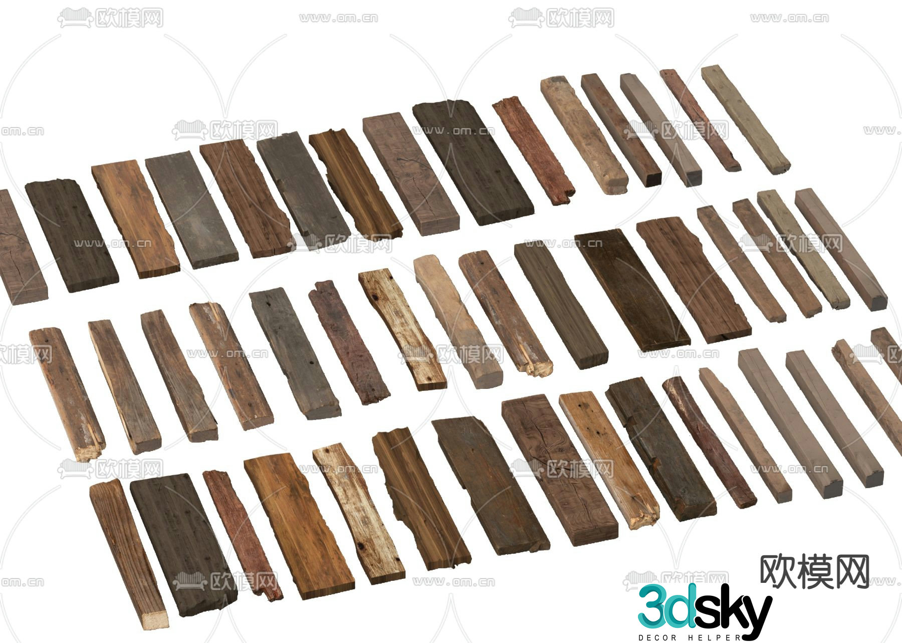 old planks old wood wooden strips door panel 3d model