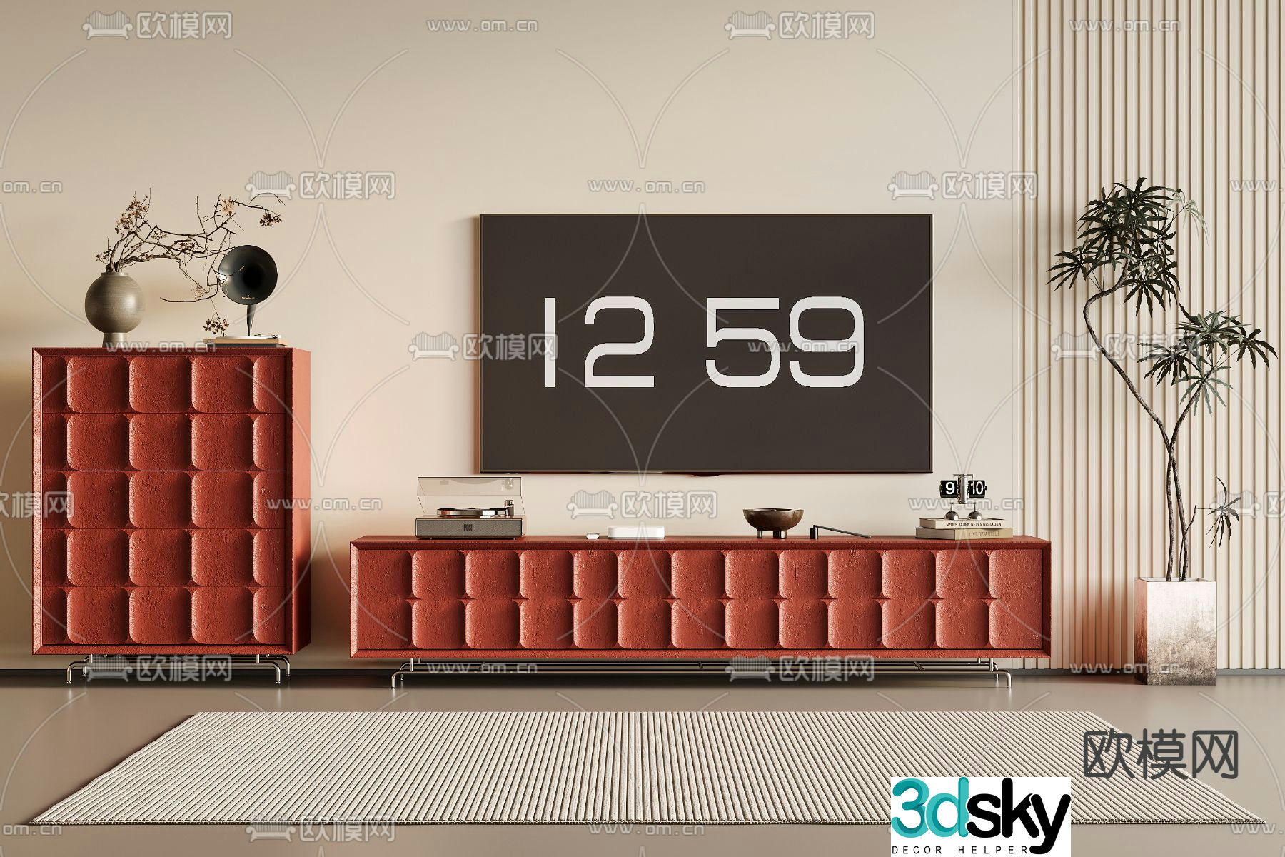 Medieval style TV cabinet 3D model