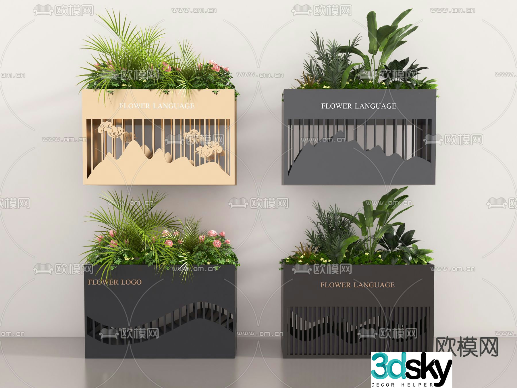 External flower box flower bed flower pond 3d model
