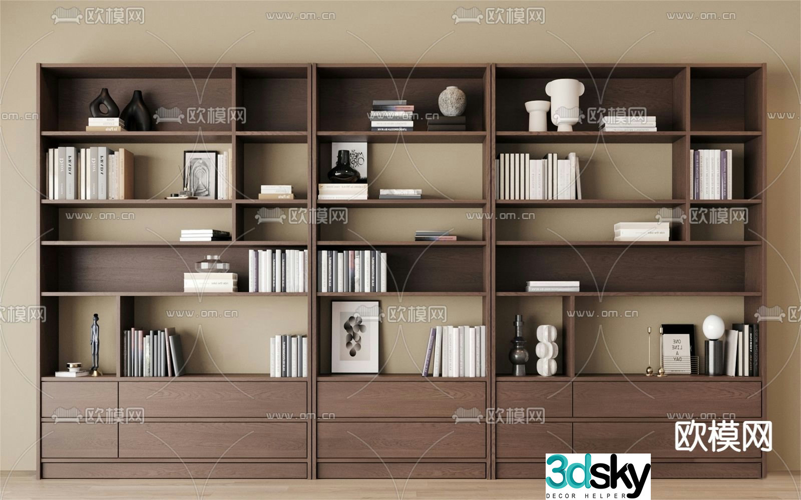 Middle-aged bookcase decorative cabinet 3d model