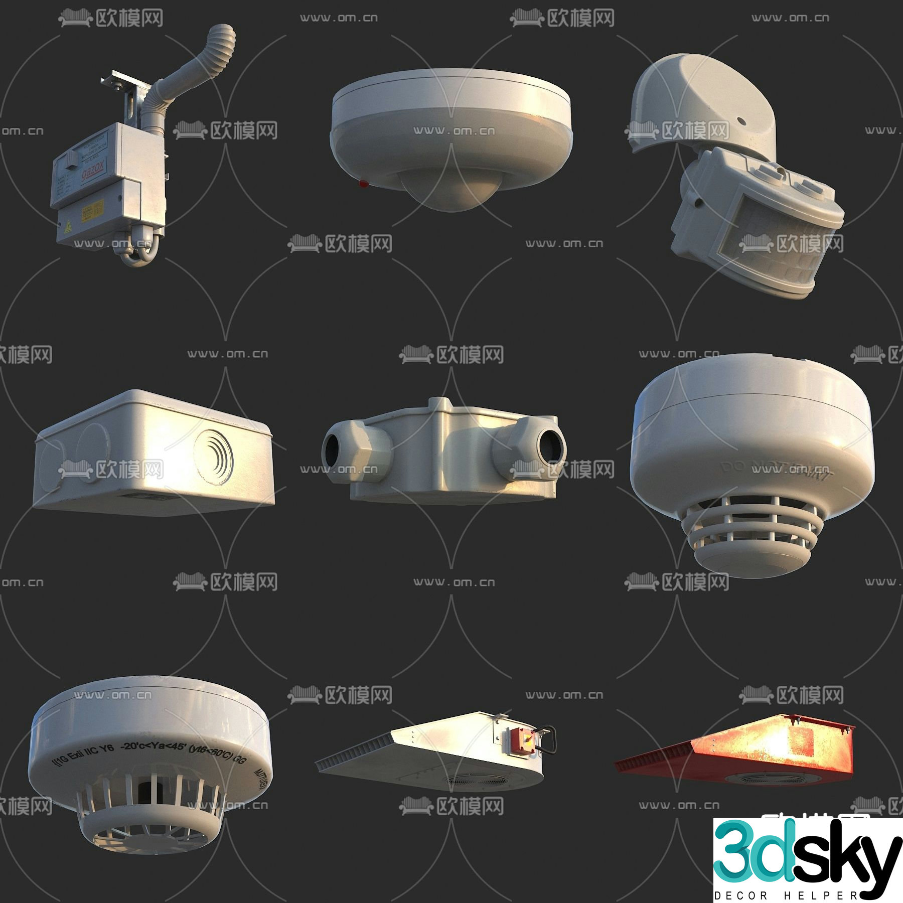 Fire equipment alarm warning smoke detector 3d model