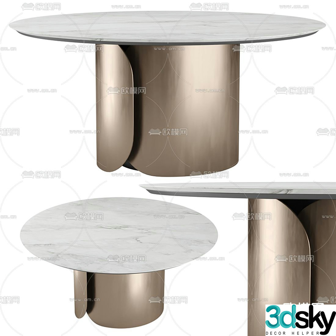Round dining table slate dining table 3d model