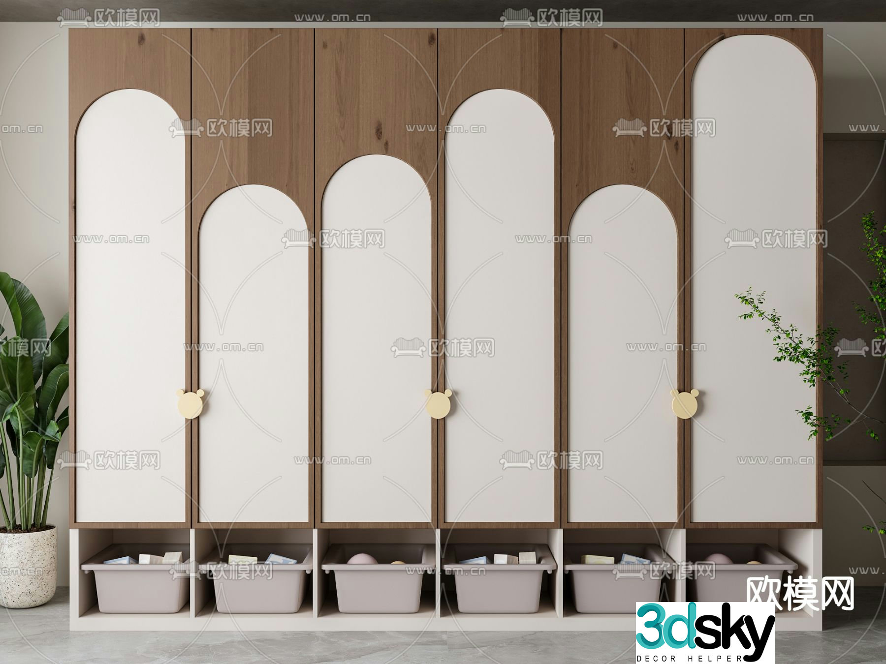 Nordic children’s wardrobe storage cabinet 3D model