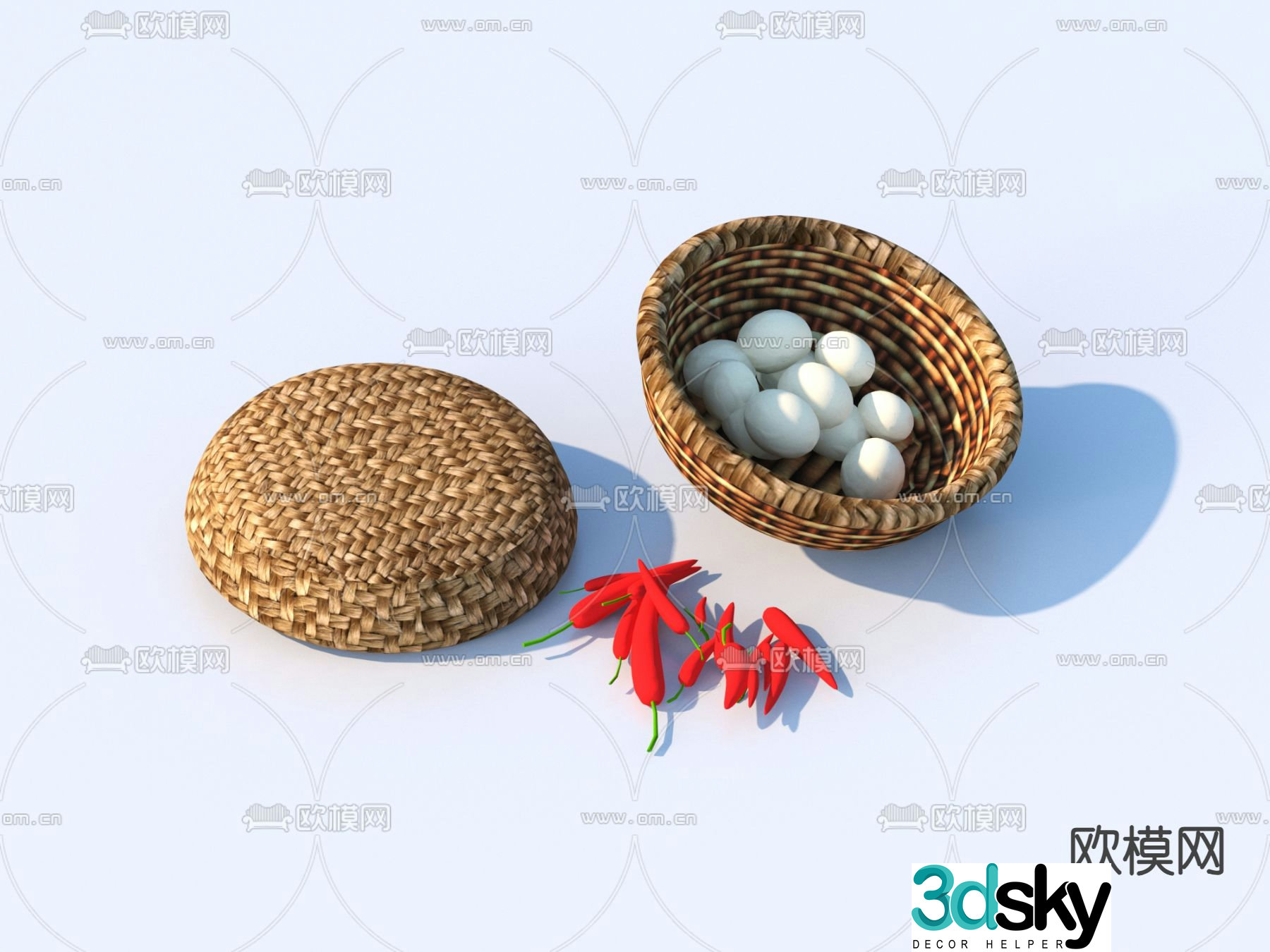 Egg basket bamboo basket bamboo sketch 3d model