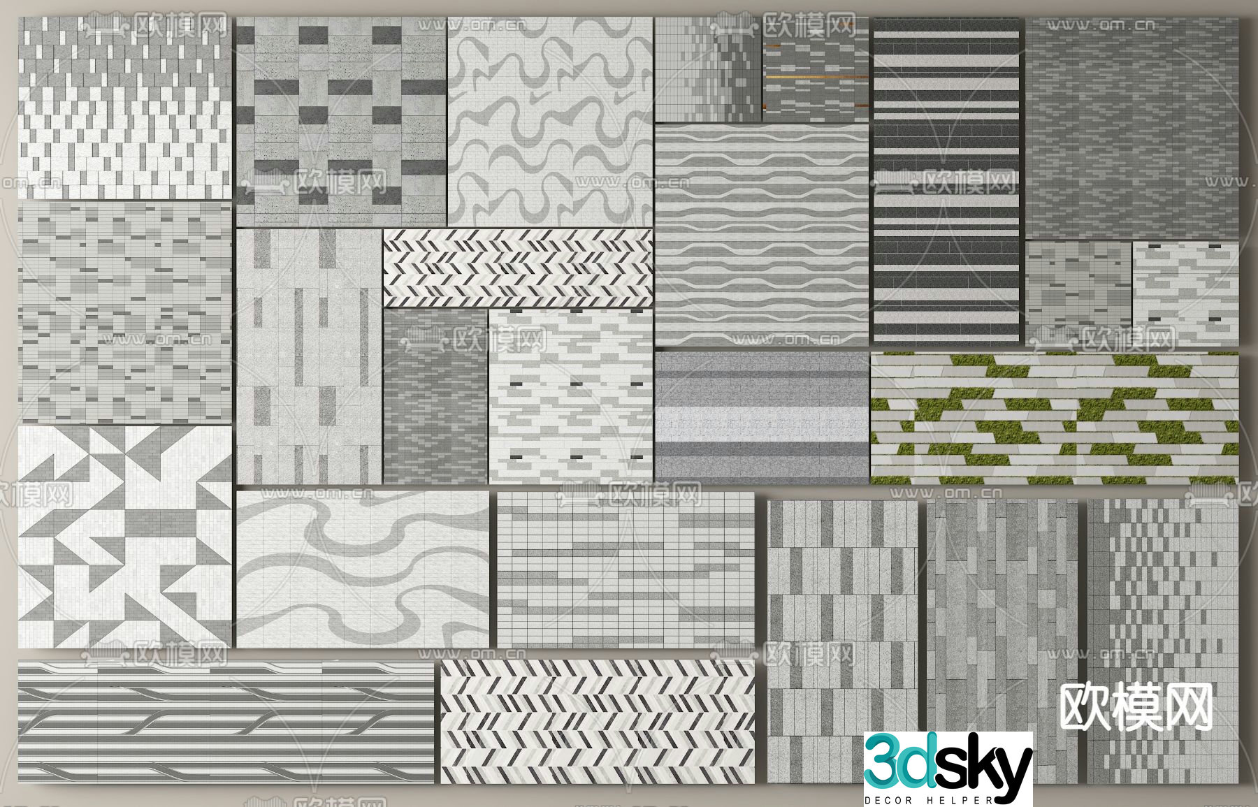 Ground paving Square paving Landscape paving 3D model