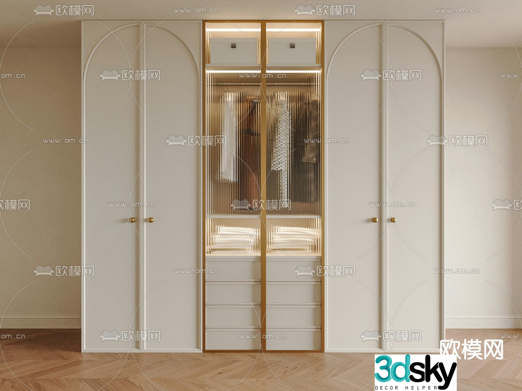 Cream style wardrobe wardrobe 3d model