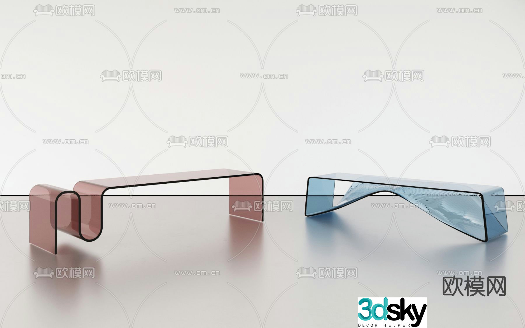 Acrylic bench stool 3d model
