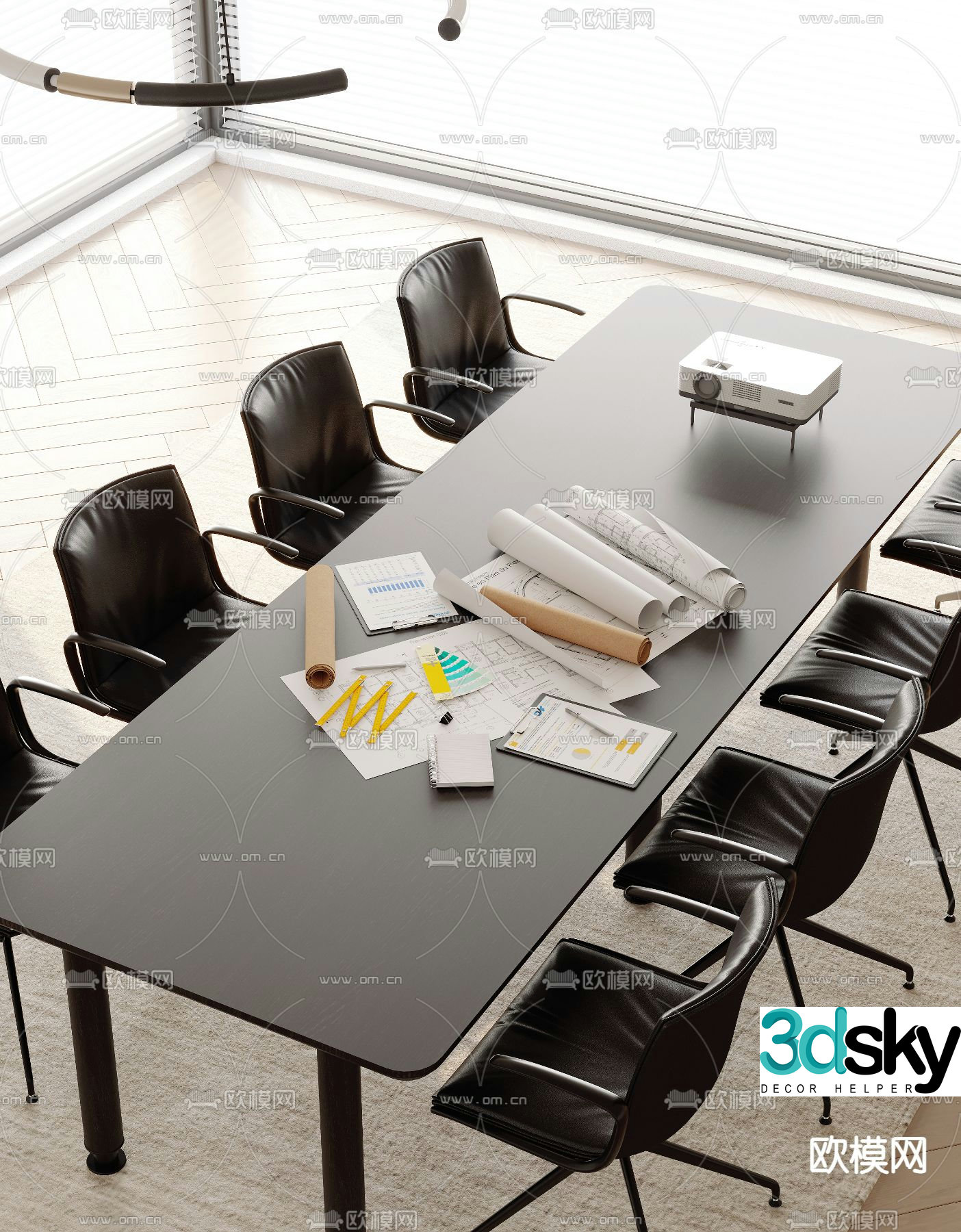 Conference tables and chairs conference table 3d model