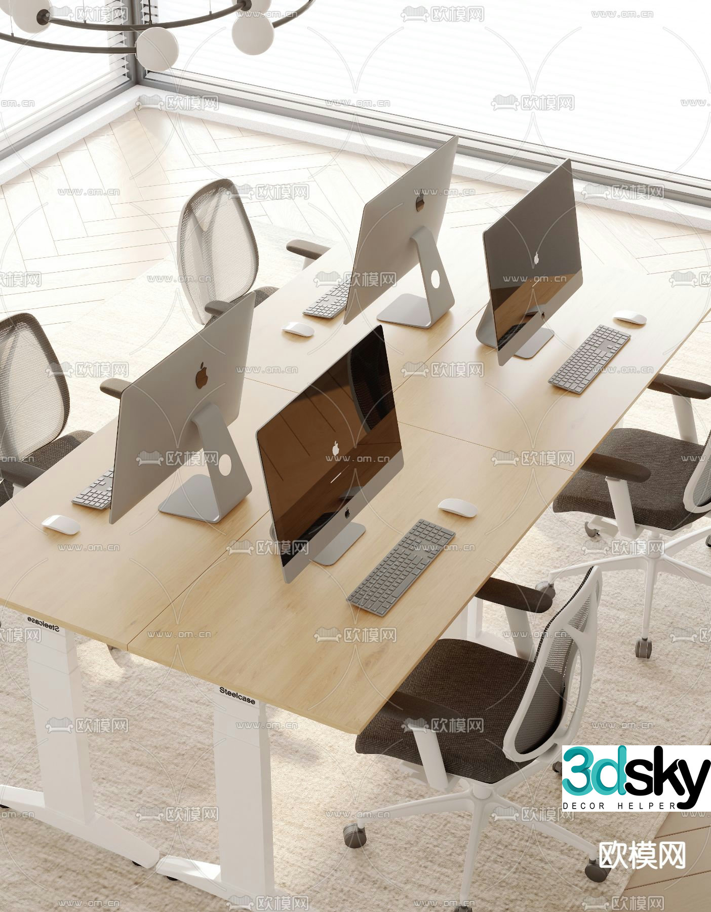 Card space desk work station post 3d model