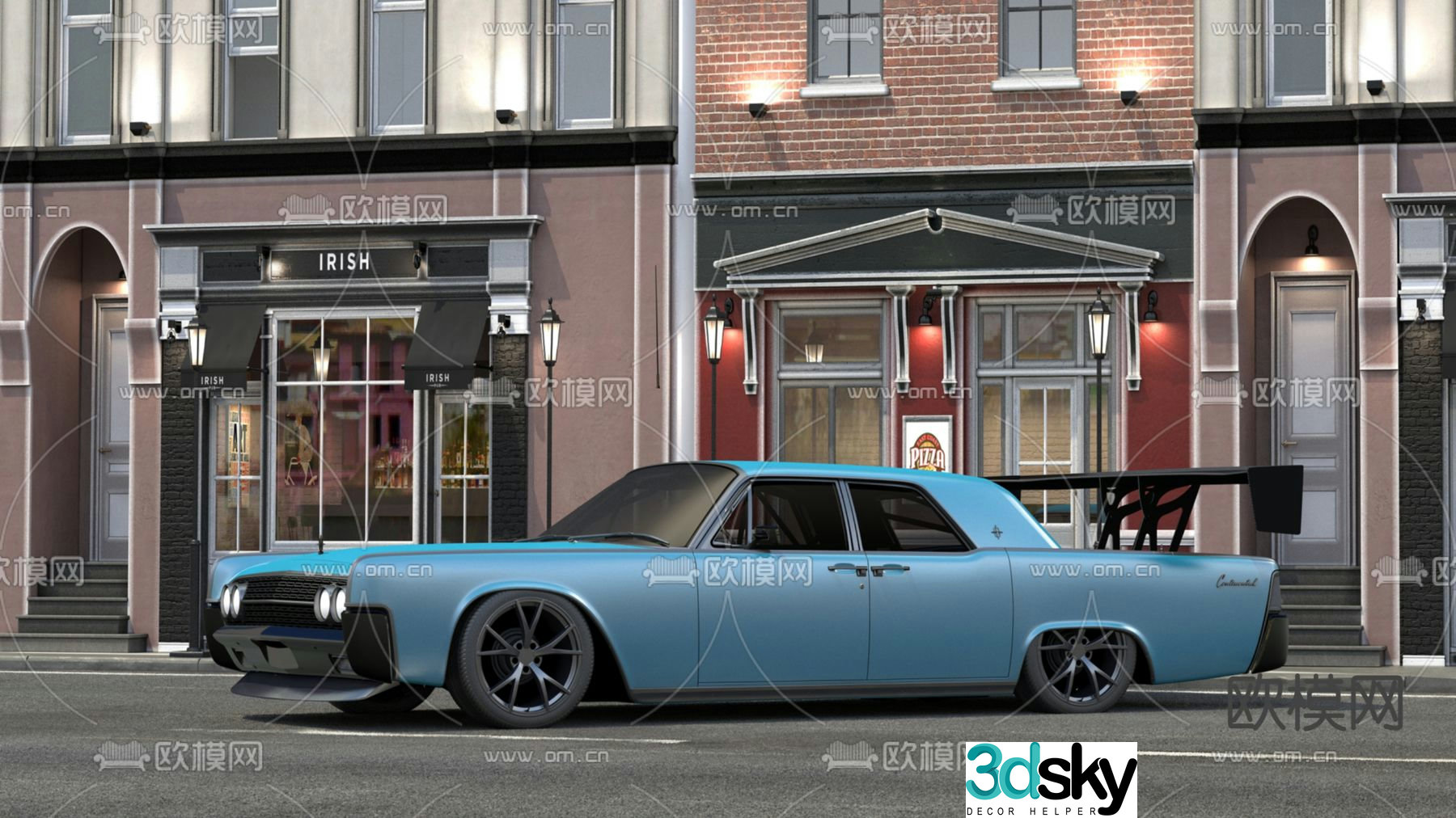 car blue sports car 3d model