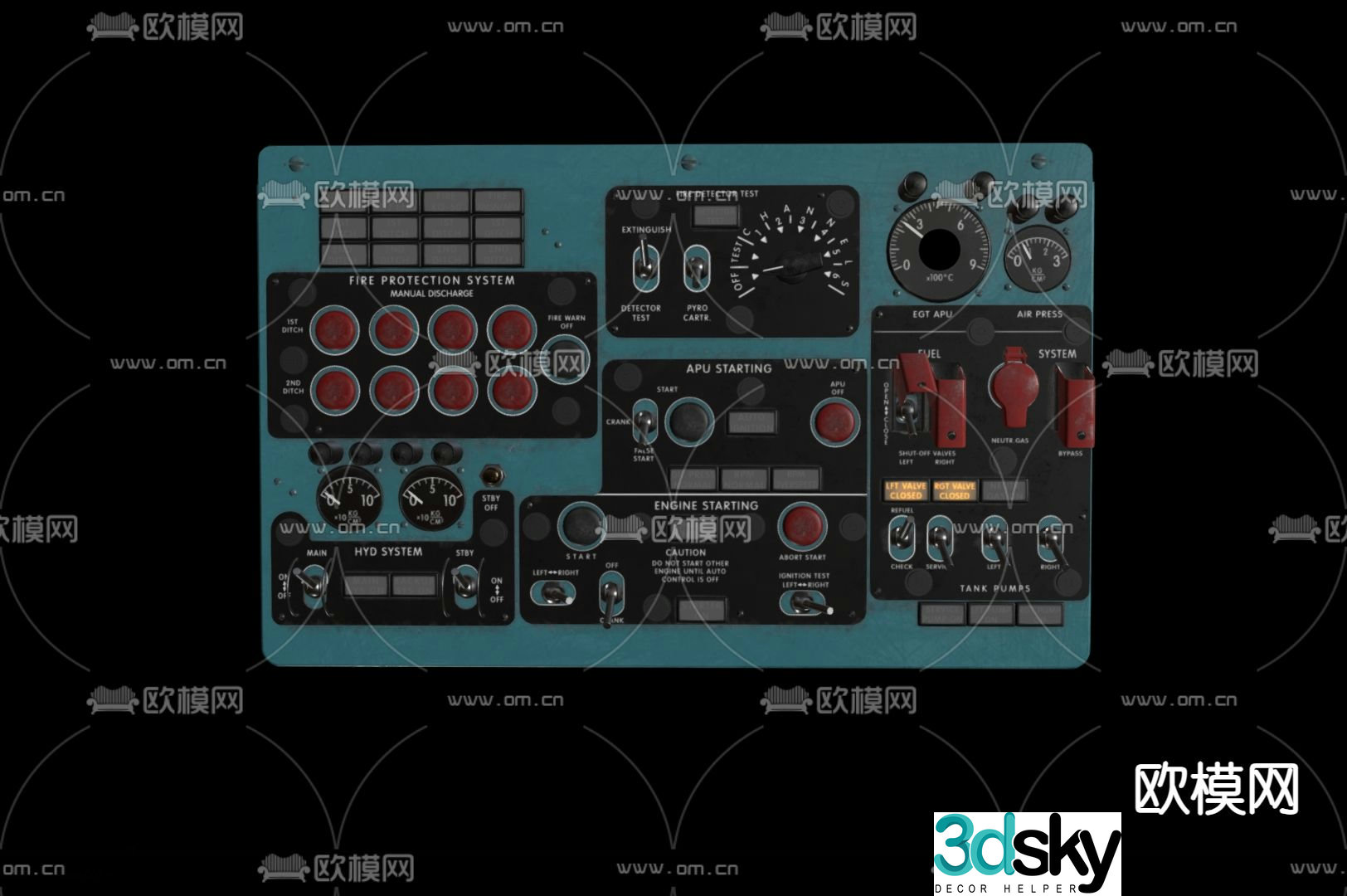 Transportation accessories aircraft panel instrument panel 3d model