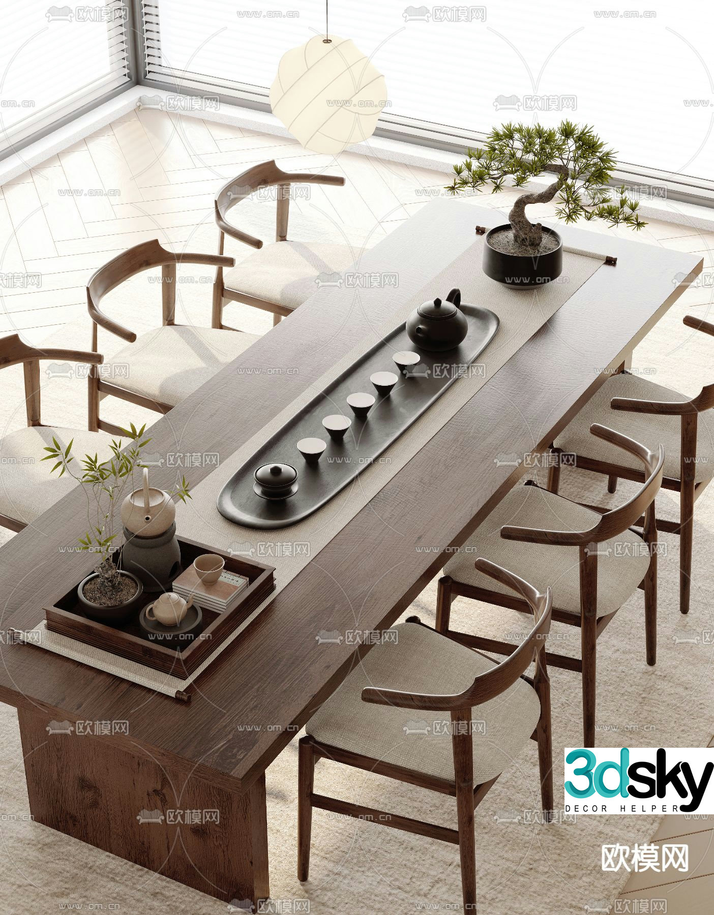 New Chinese style tea table tea table 3d model
