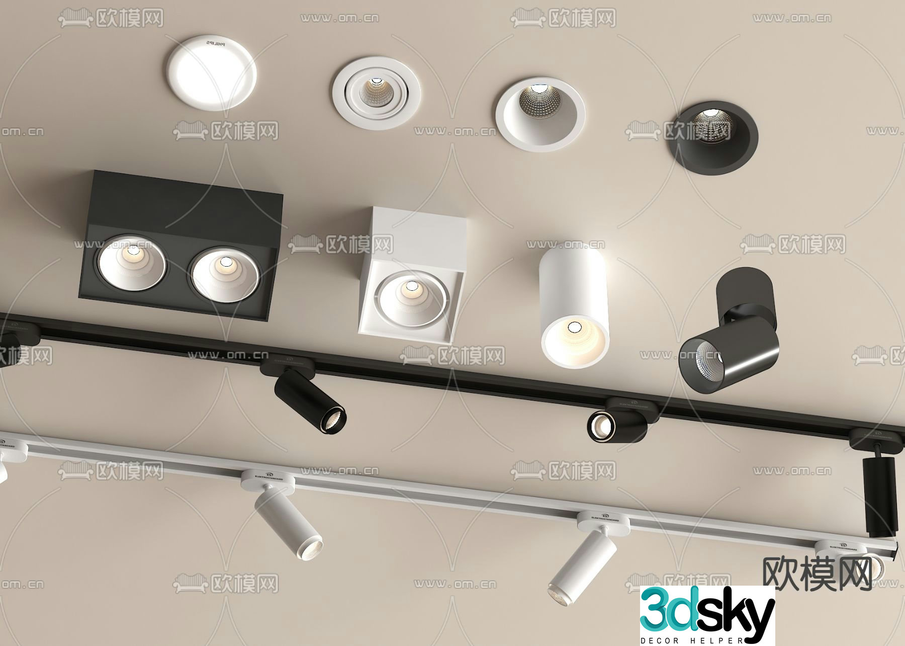 Surface-mounted downlight recessed spotlight magnetic light track light 3D model