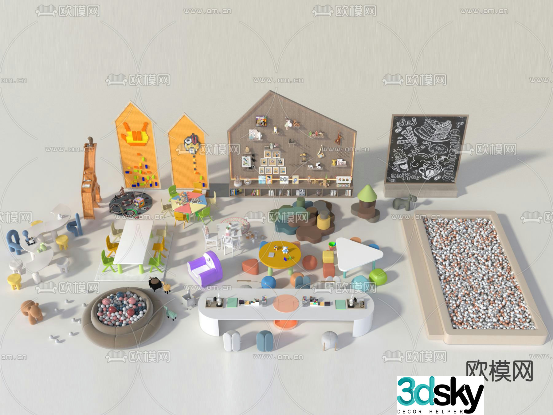 Children’s tables and chairs toy table desk 3d model