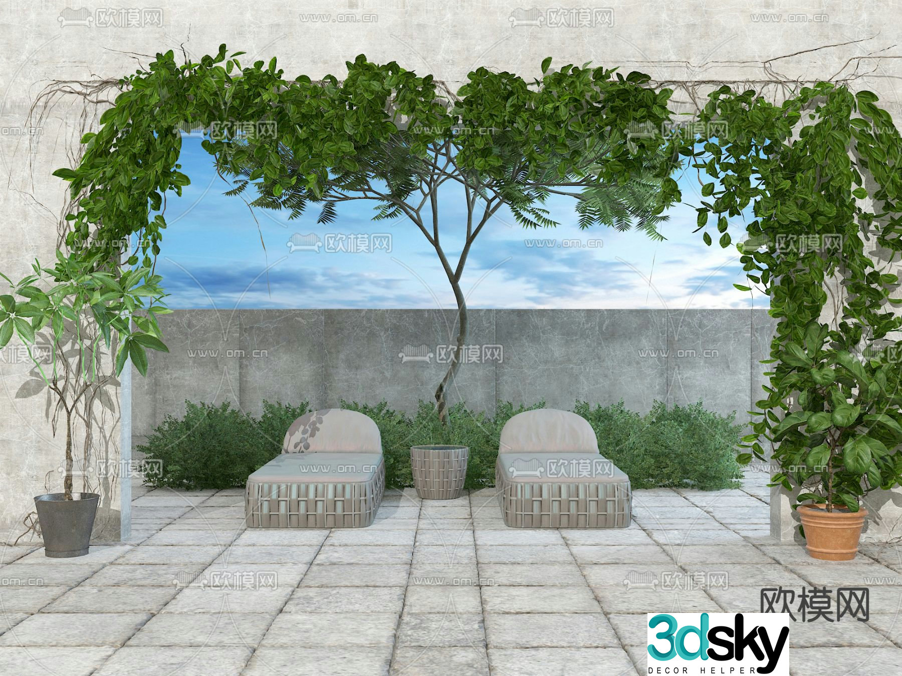 Courtyard landscape vine flower stand 3d model