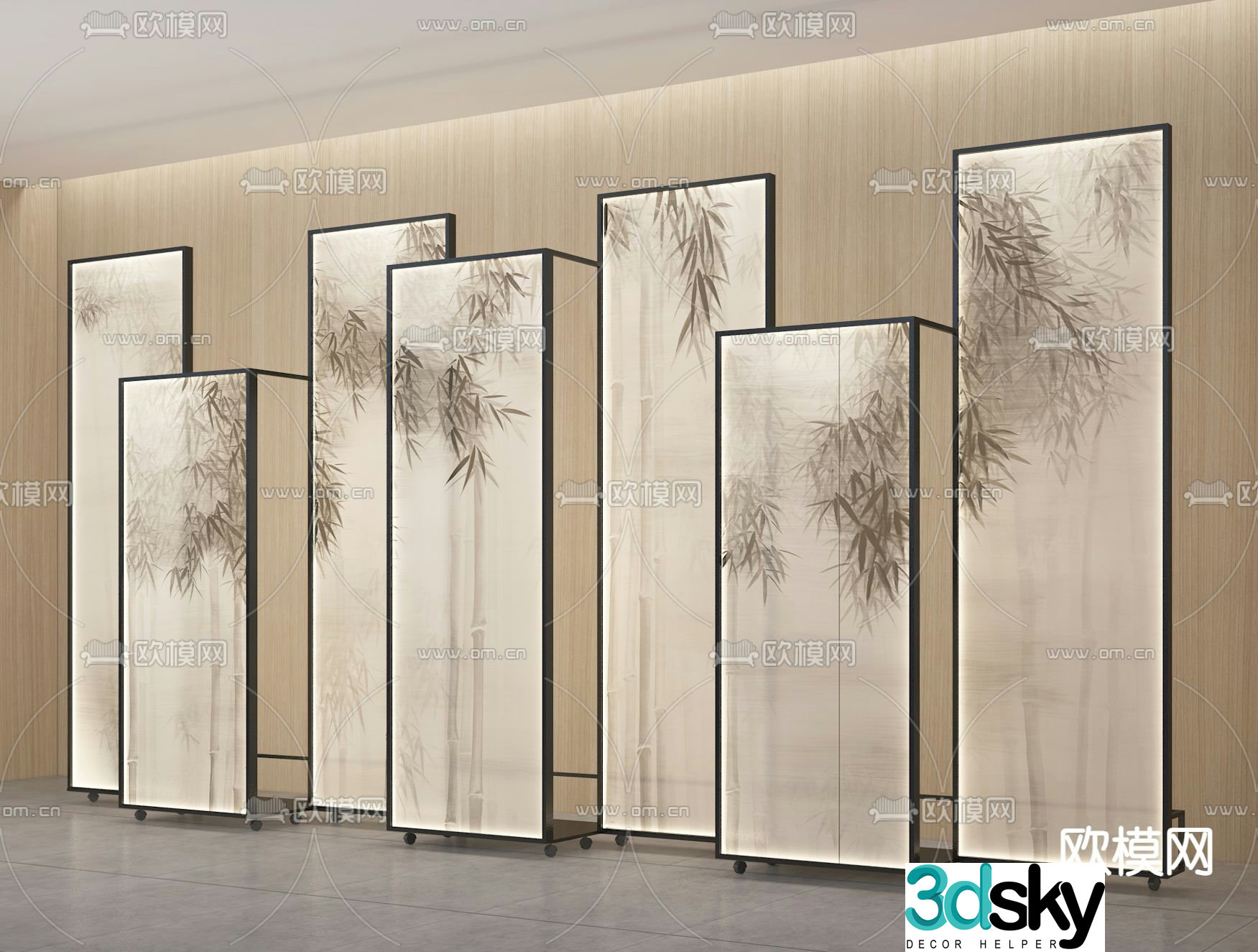 Bamboo screen mobile screen 3d model