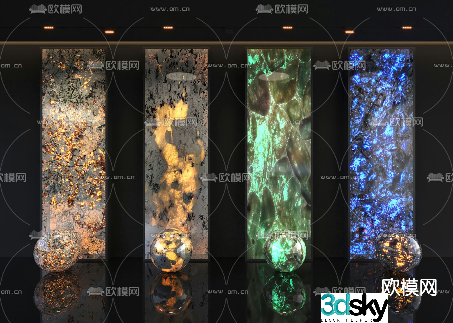 Translucent stone background wall 3d model