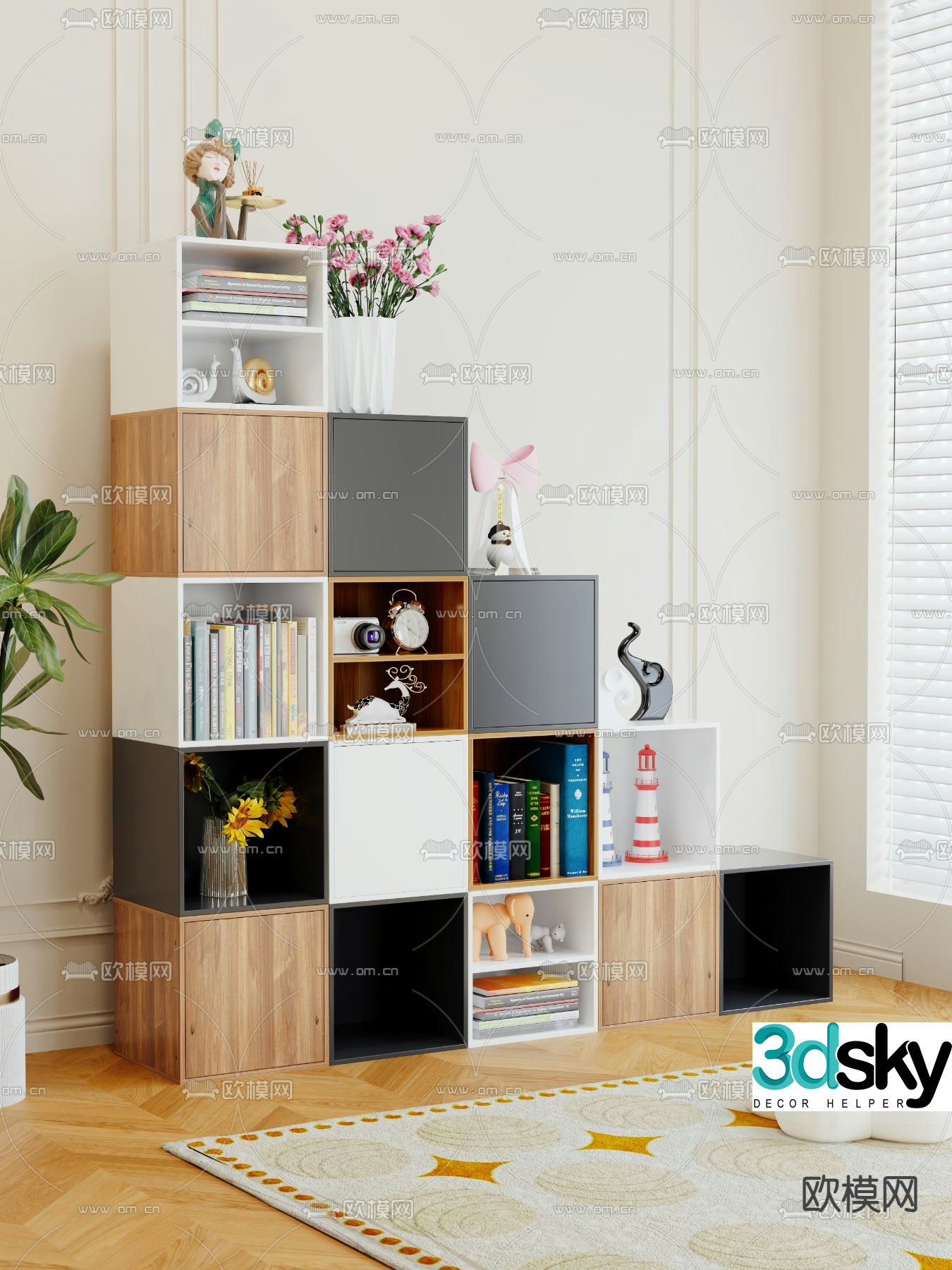 Children’s bookcase lattice cabinet 3d model