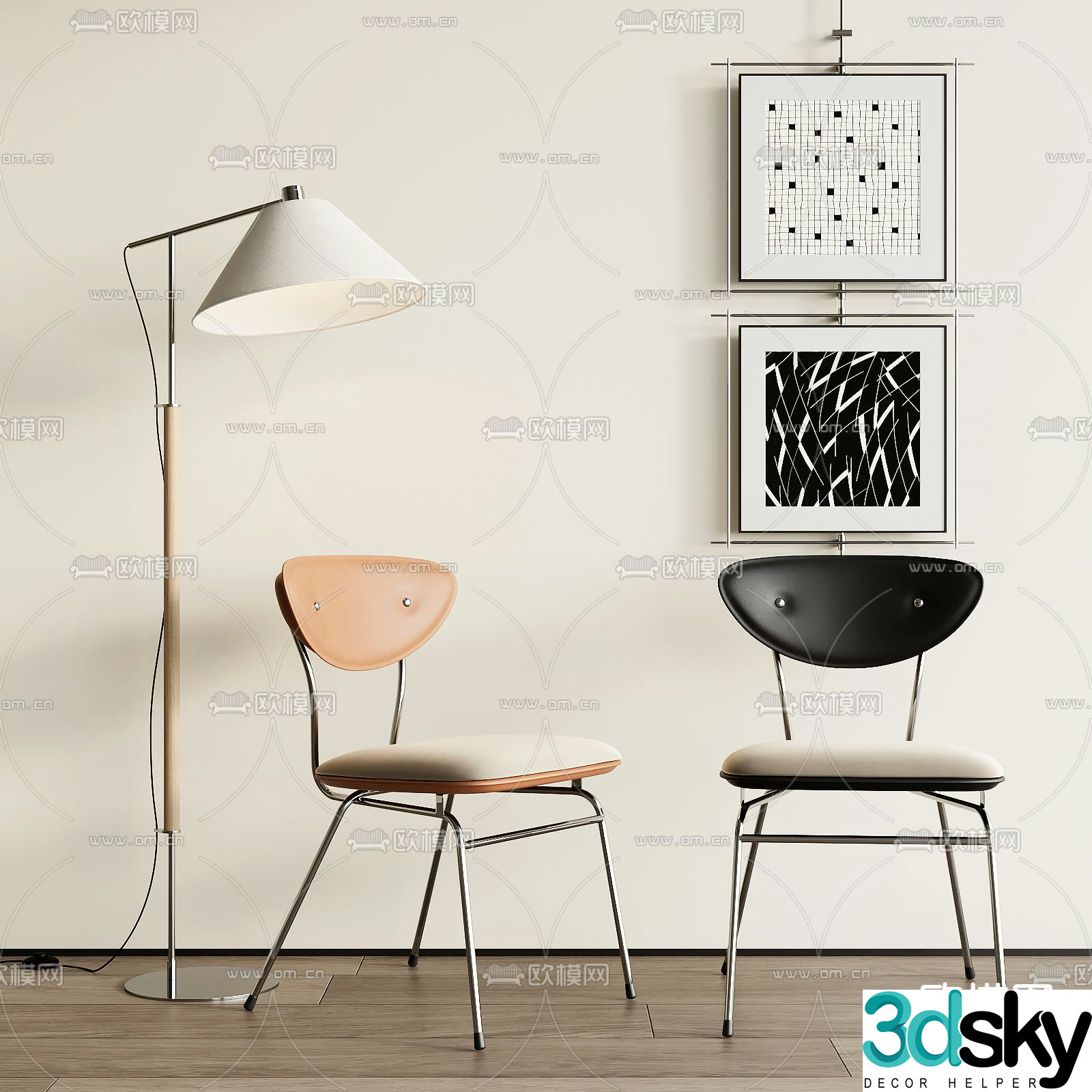 leather chair dining chair 3d model