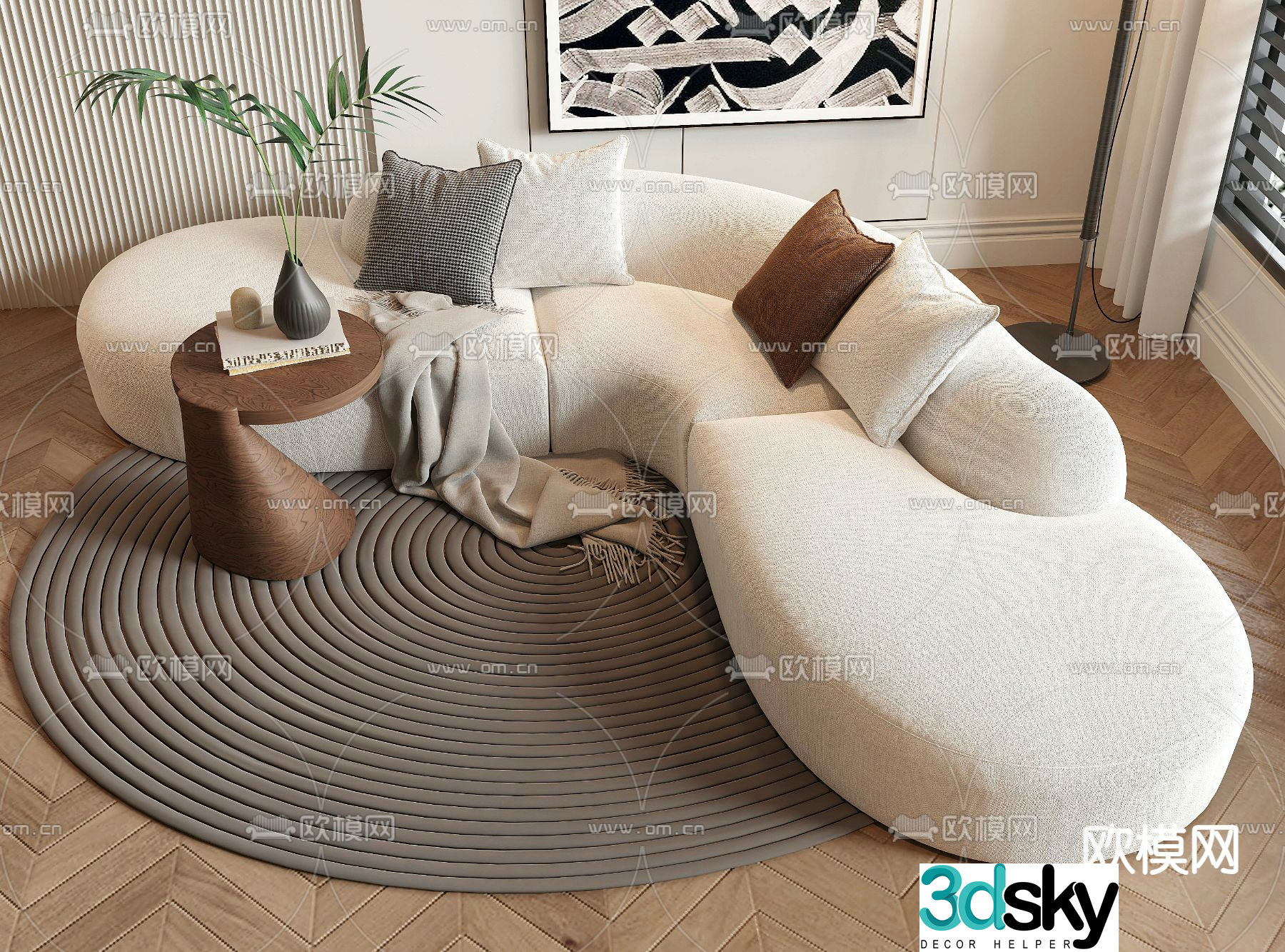 Special shaped sofa curved sofa 3d model