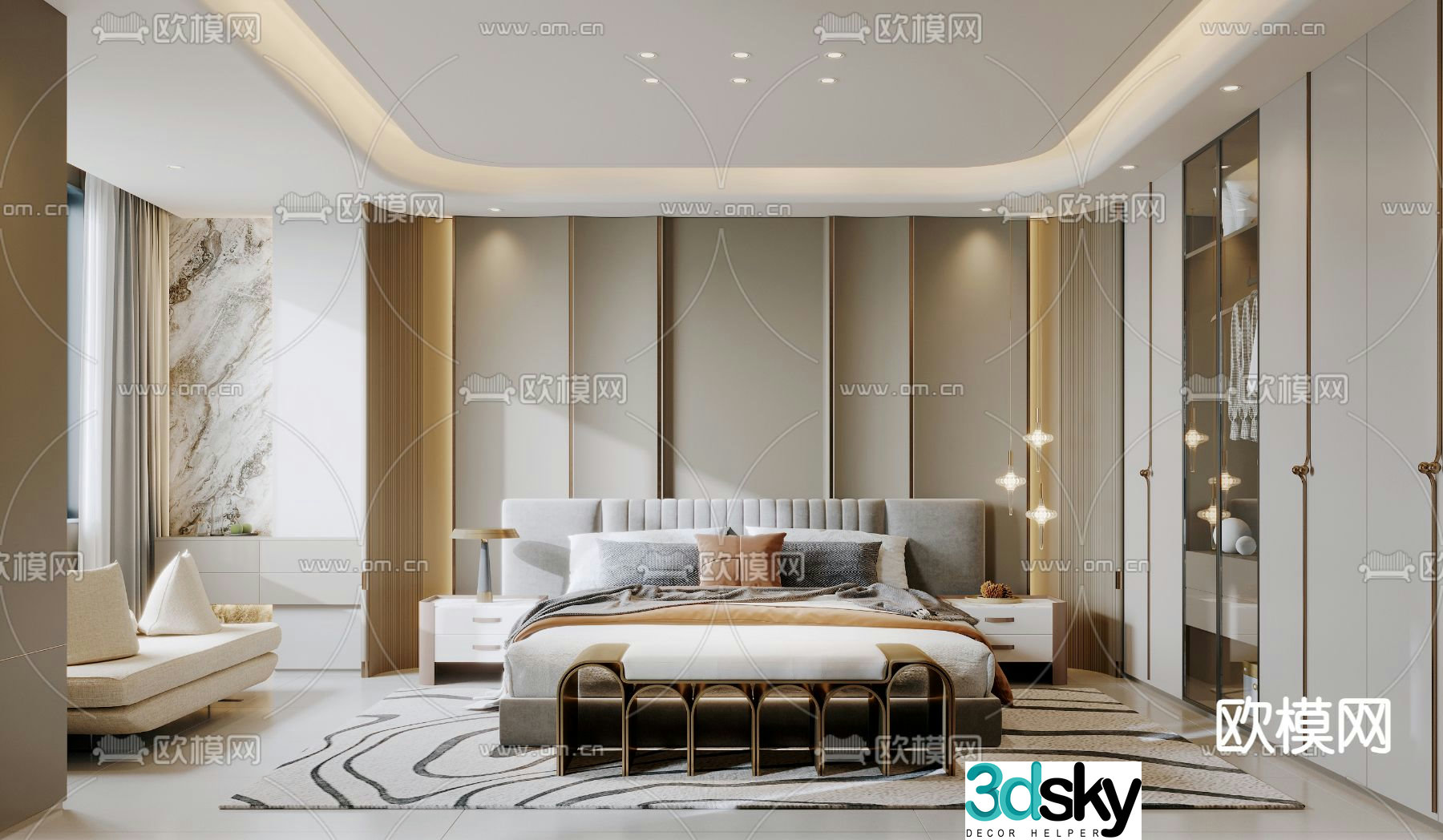 Light luxury bedroom Master bedroom Master room 3D model