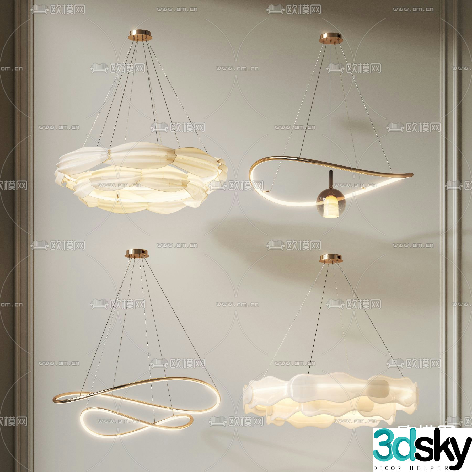 Light luxury chandelier art chandelier ring chandelier 3d model