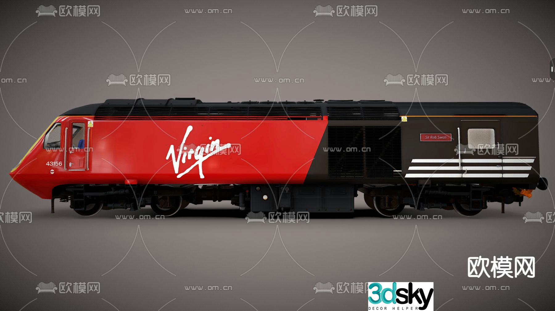 locomotive tram rail car 3d model