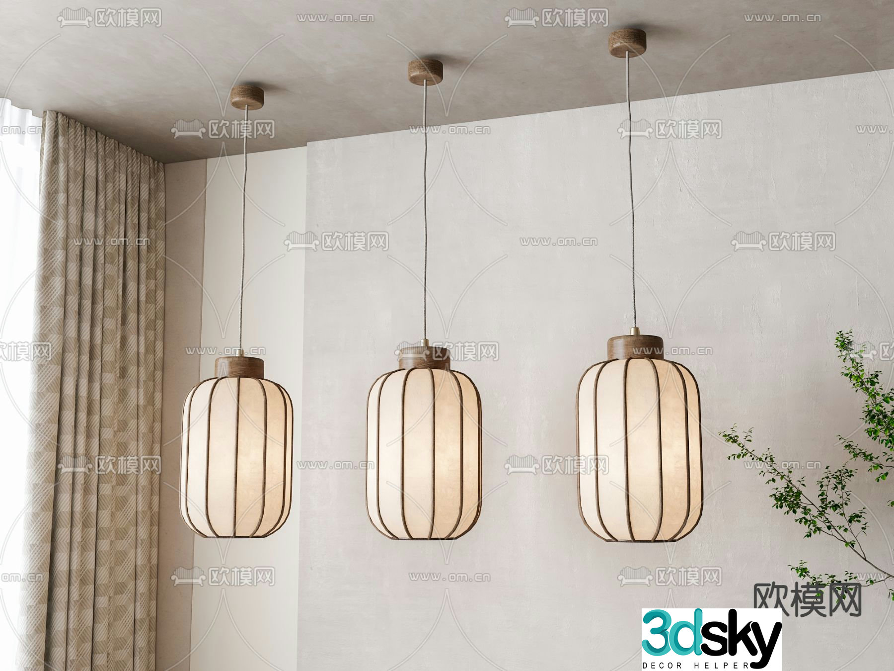 New Chinese style chandelier lantern 3d model