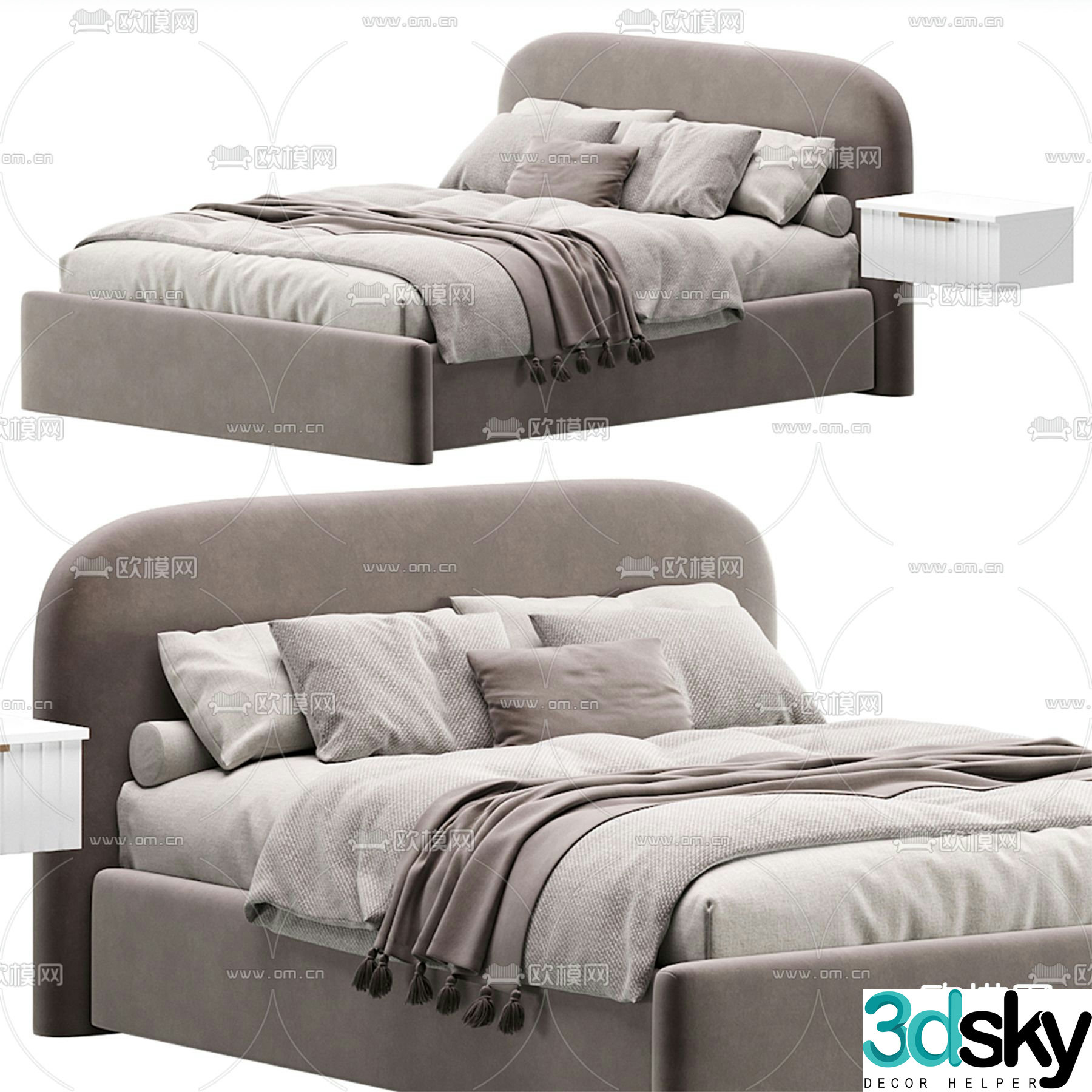 Fabric double bed commercial bed 3d model