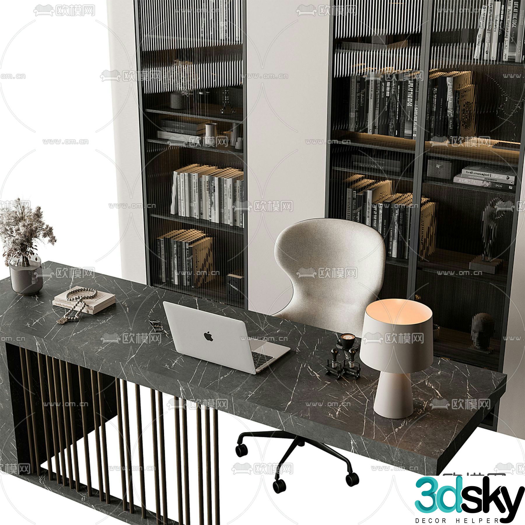 Boss desk marble desk 3d model