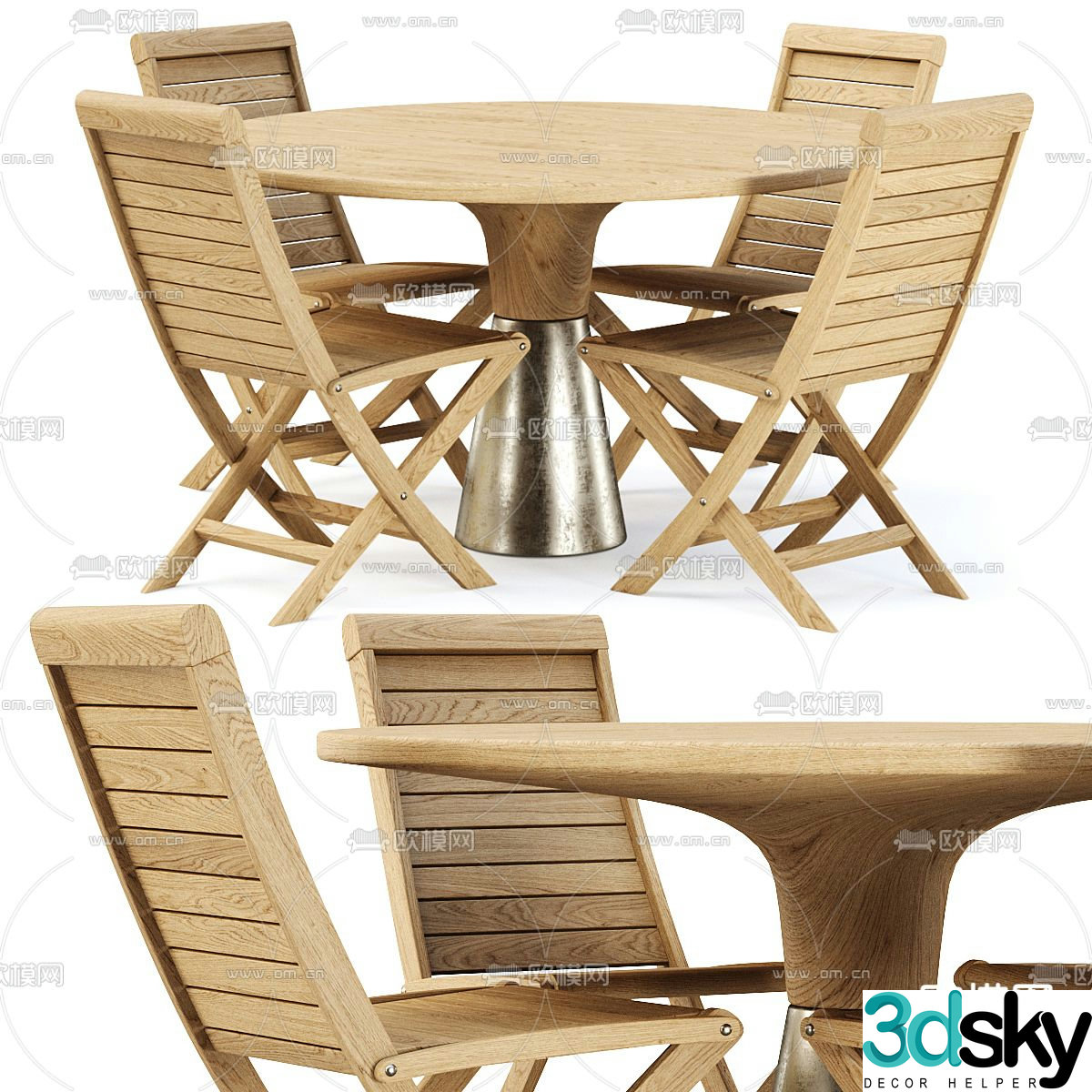 Outdoor table and chair dining table and chair 3d model