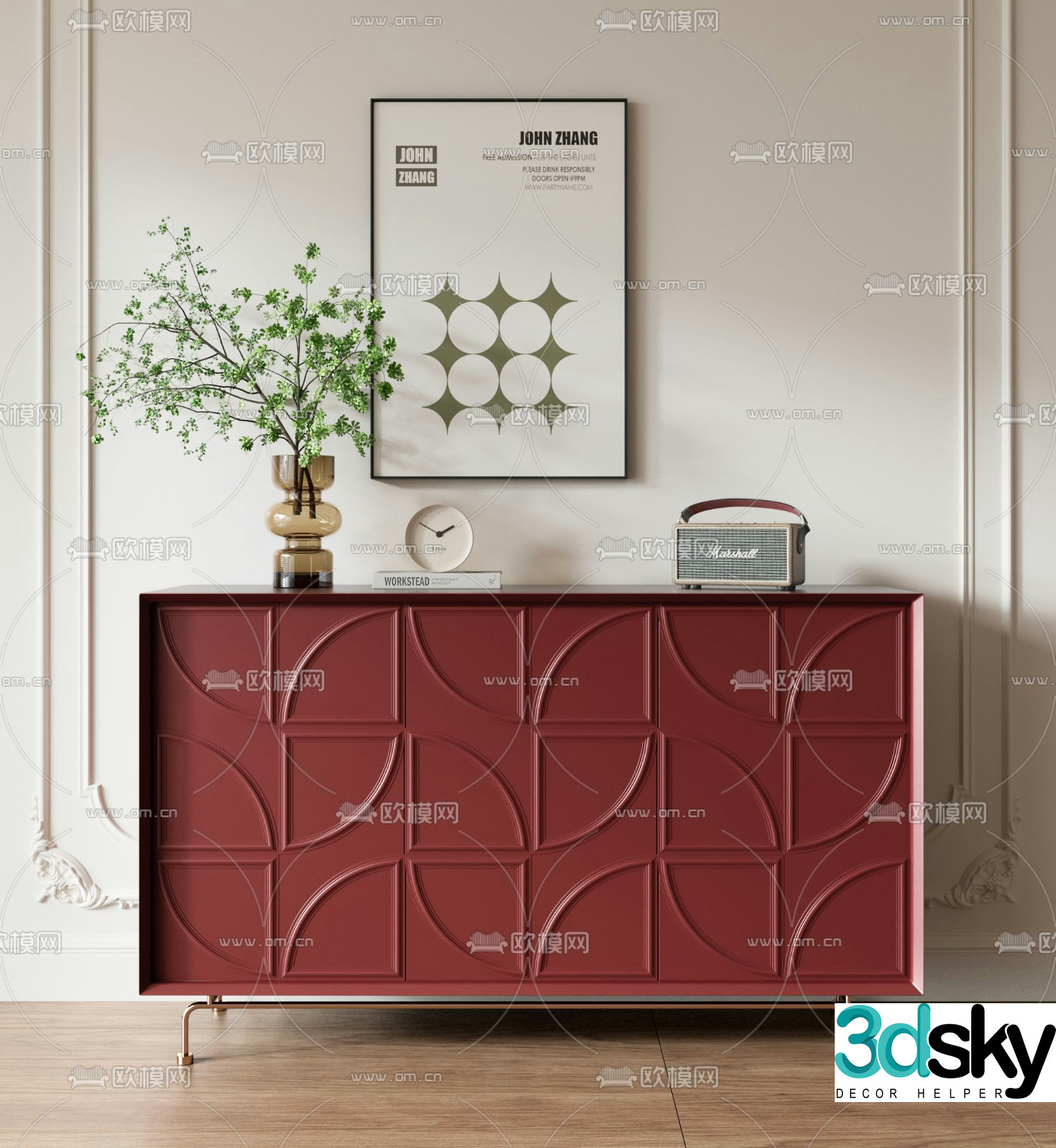 Modern side cabinet entrance cabinet 3d model