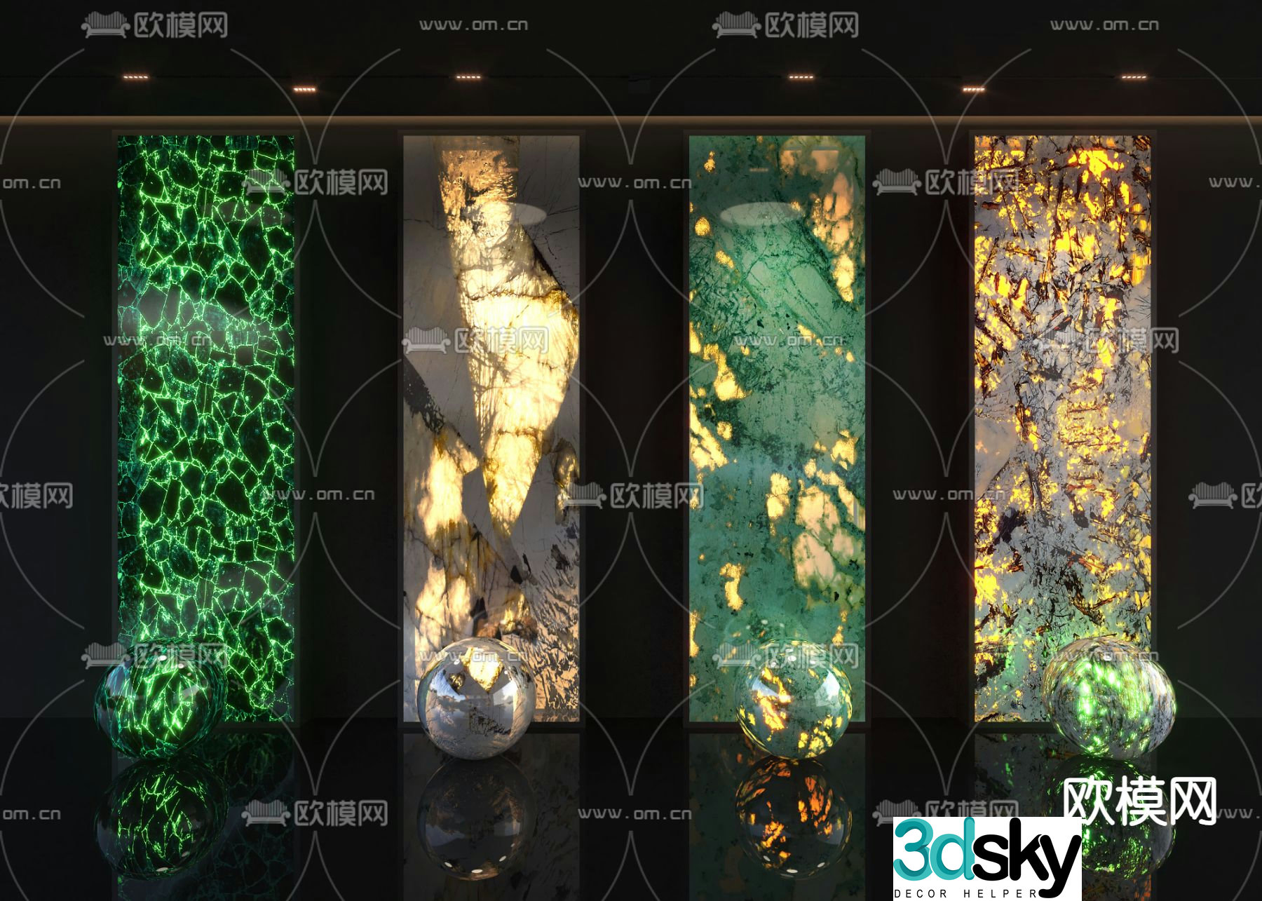 Translucent stone background wall 3d model